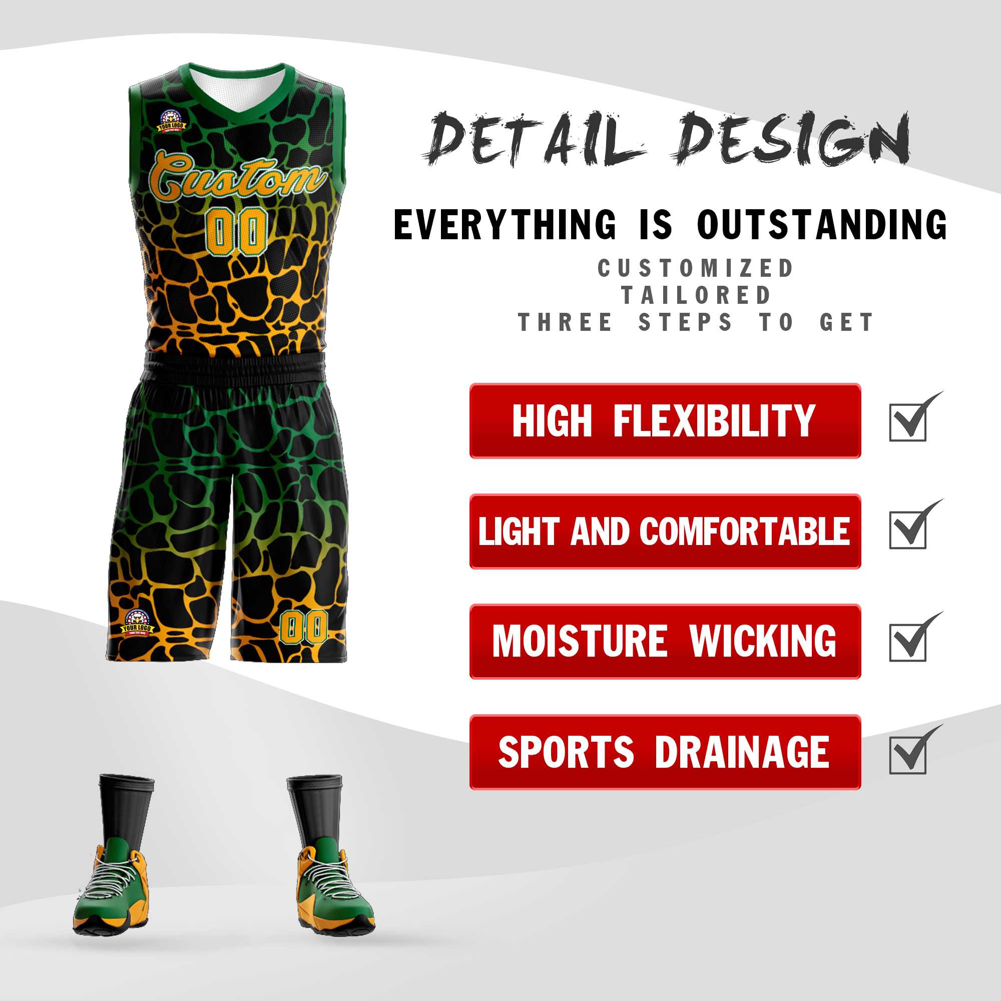 Benutzerdefinierte schwarz Kelly grün-gelb gefleckt Graffiti Muster Sport Uniform Basketball Jersey