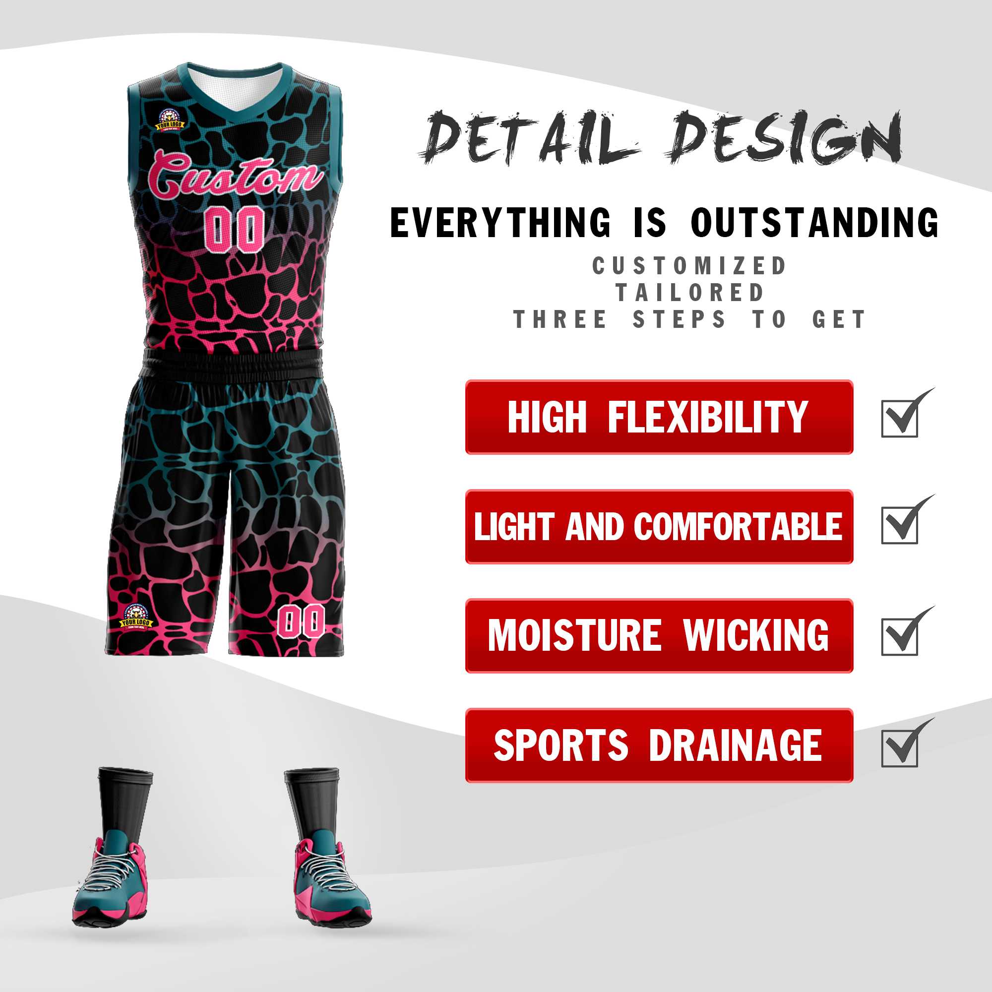 Benutzerdefinierte schwarz Mitternacht grün-pink gefleckt Graffiti Muster Sport Uniform Basketball Jersey