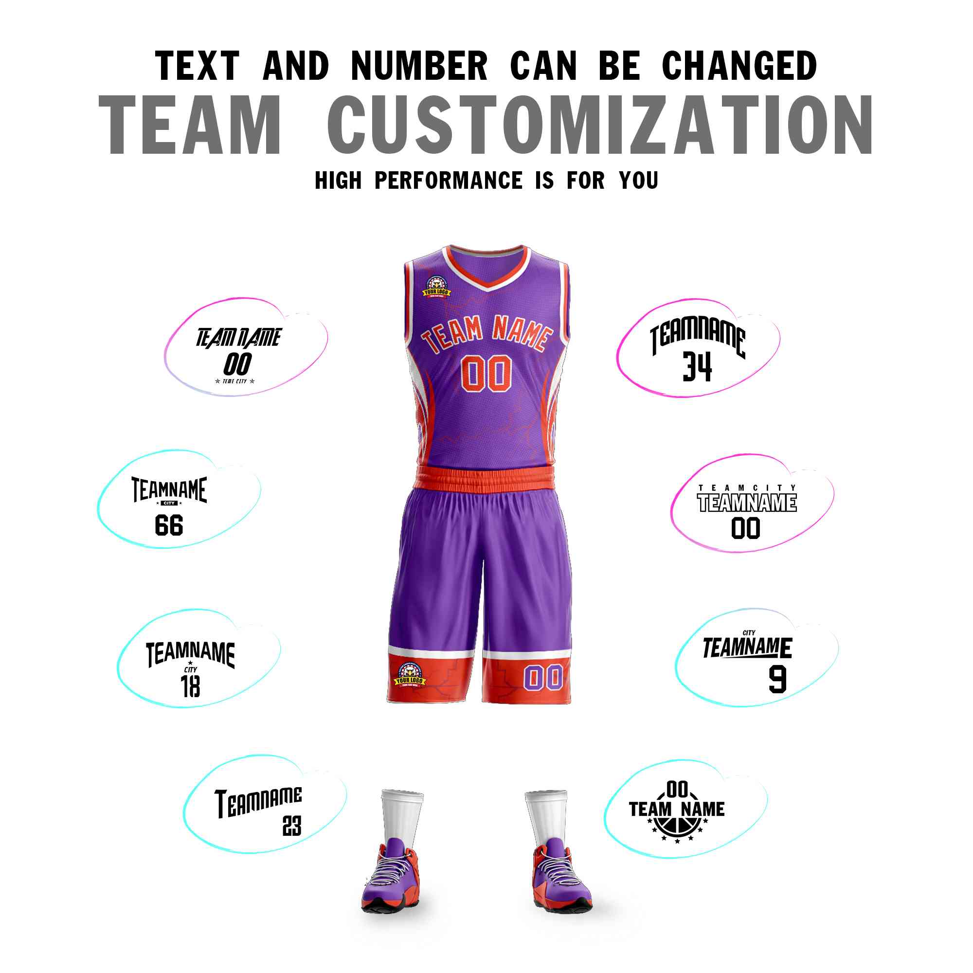 Custom Navy Orange-White Graffiti Pattern kits Lightning Basketball Jersey | KXKSHOP