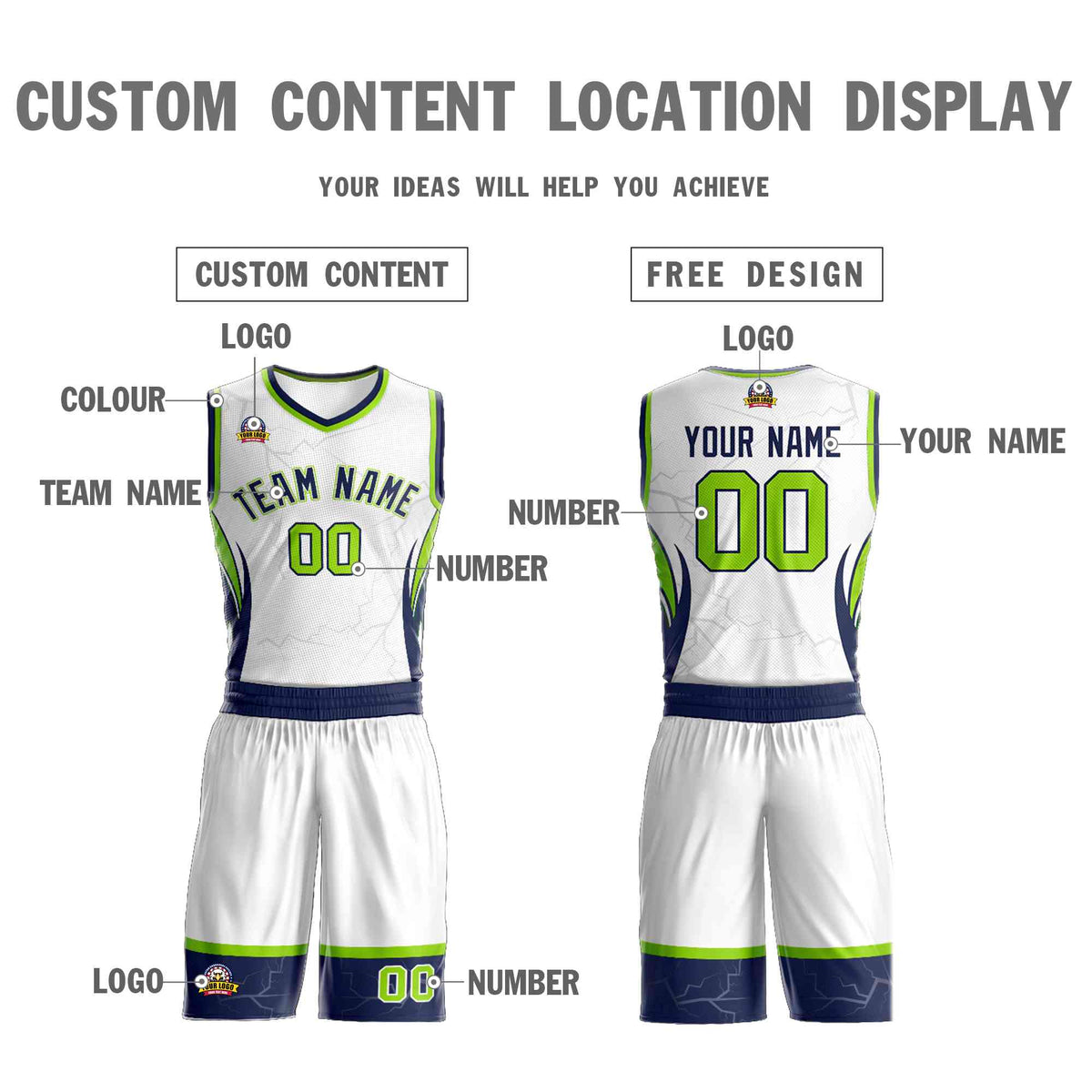 Custom Navy Orange-White Graffiti Pattern kits Lightning Basketball Jersey | KXKSHOP