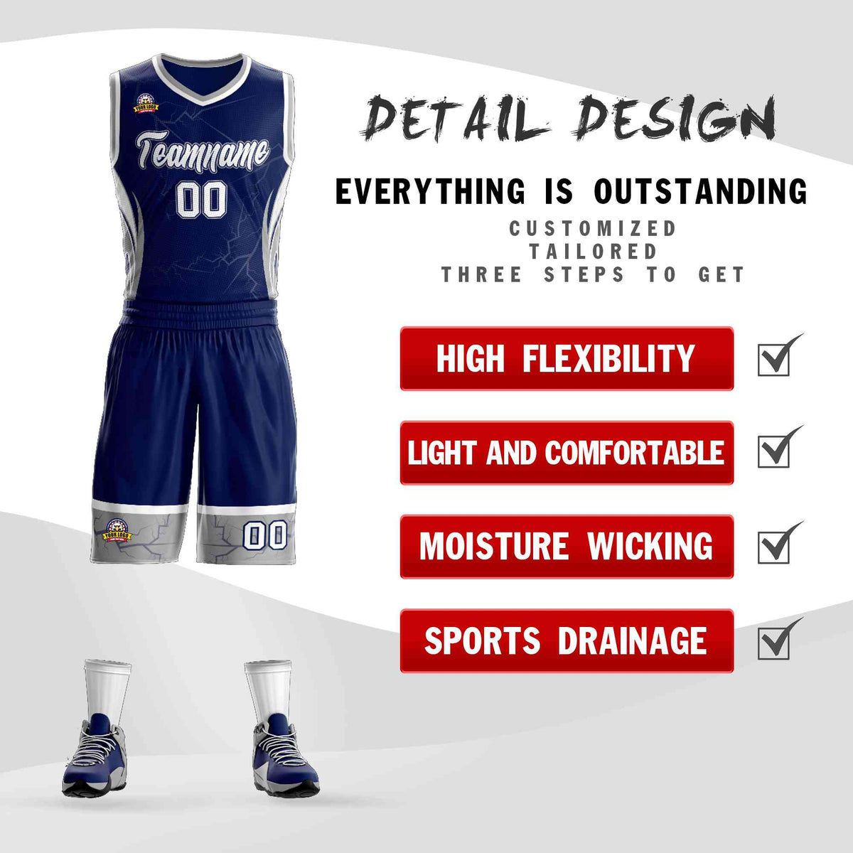 Custom Navy White-Navy Graffiti Pattern Kits Lightning Basketball Jersey