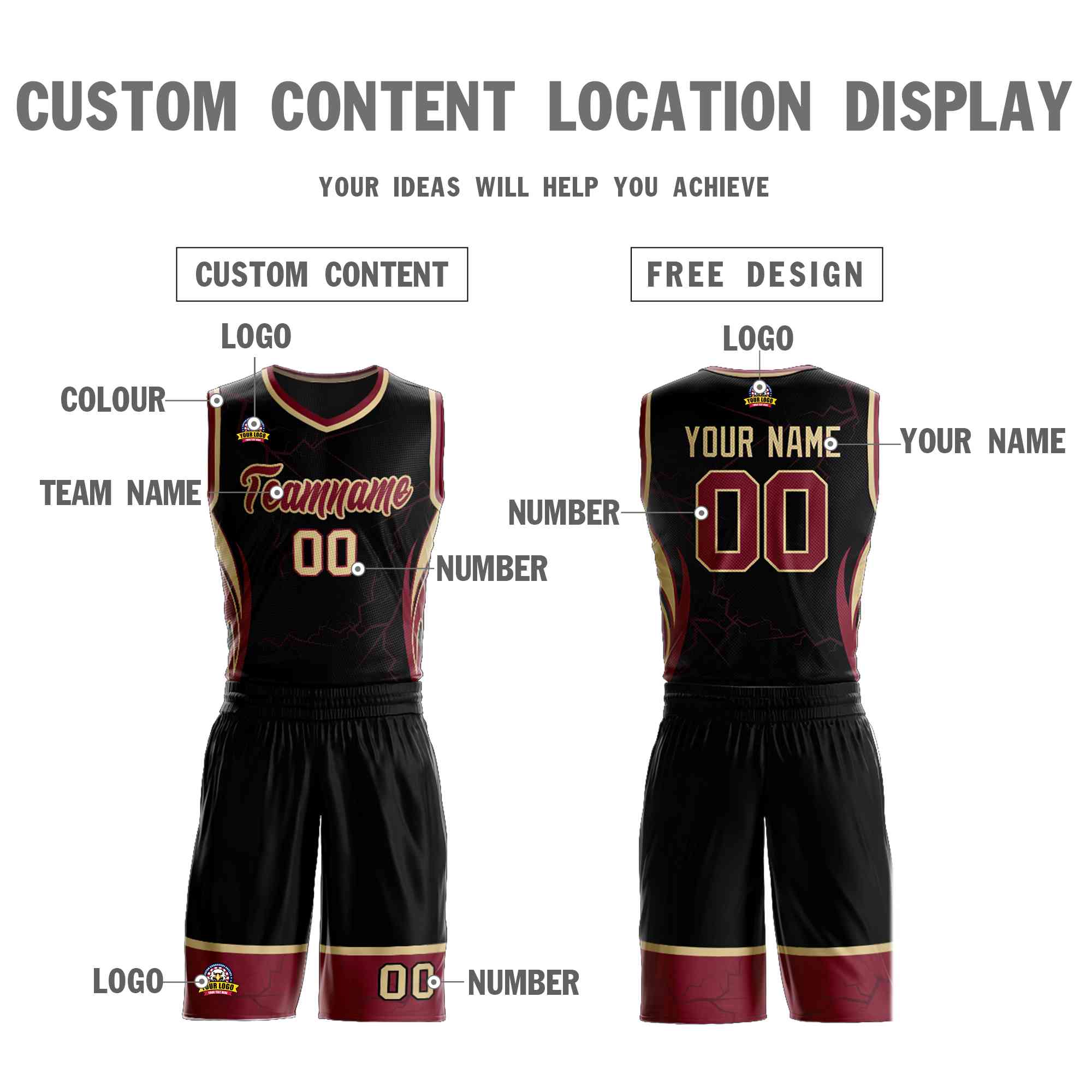 Custom Black Maroon-Khaki Graffiti Pattern Kits Lightning Basketball Jersey