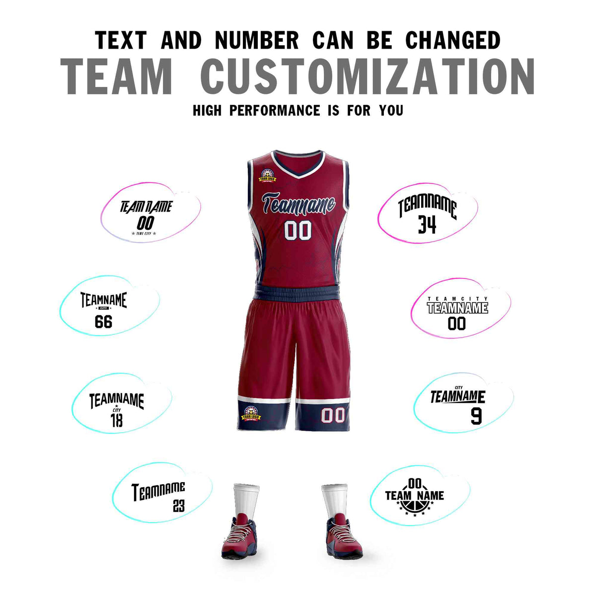 Custom Maroon Navy-White Graffiti Pattern Kits Lightning Basketball Jersey