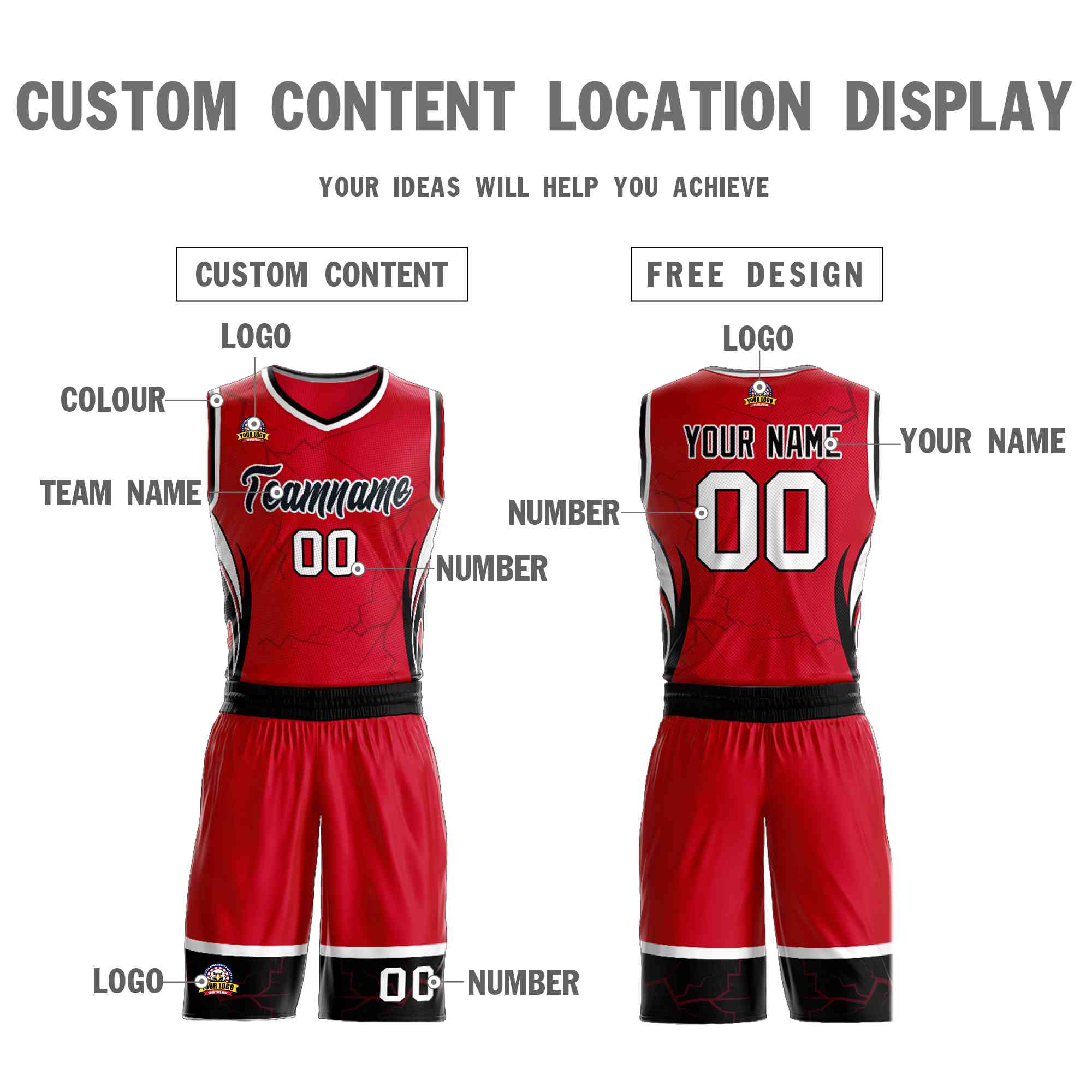 Custom Red Black-White Graffiti Pattern Kits Lightning Basketball Jersey