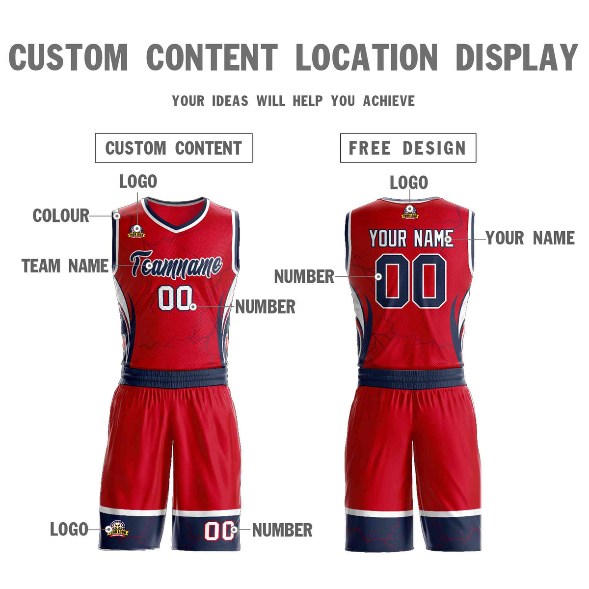 Custom Red Navy-White Graffiti Pattern Kits Lightning Basketball Jersey