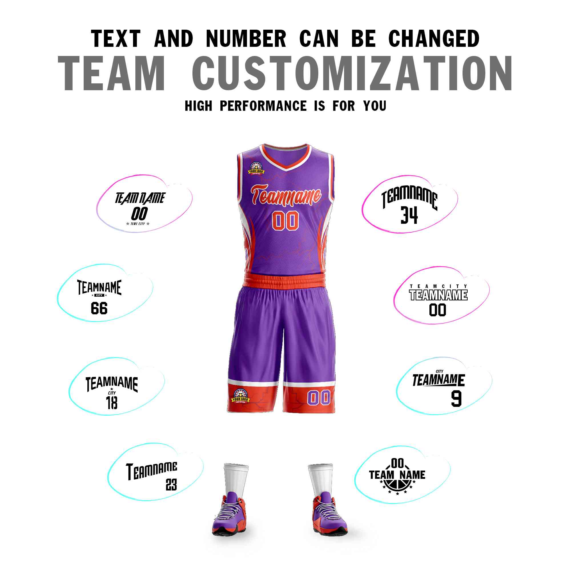 Custom Navy Orange-White Graffiti Pattern kits Lightning Basketball Jersey | KXKSHOP