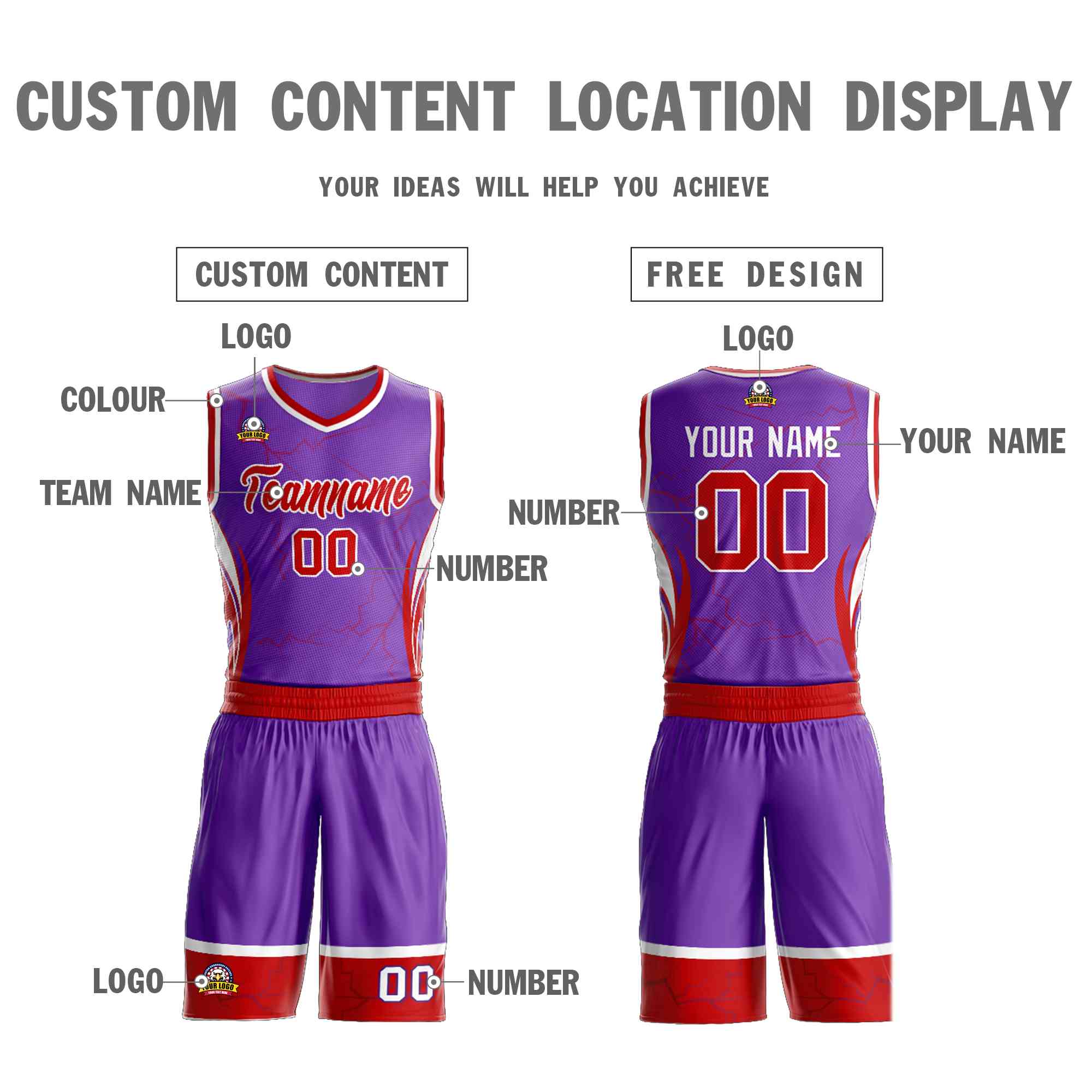 Custom Purple Red-White Graffiti Pattern Kits Lightning Basketball Jersey