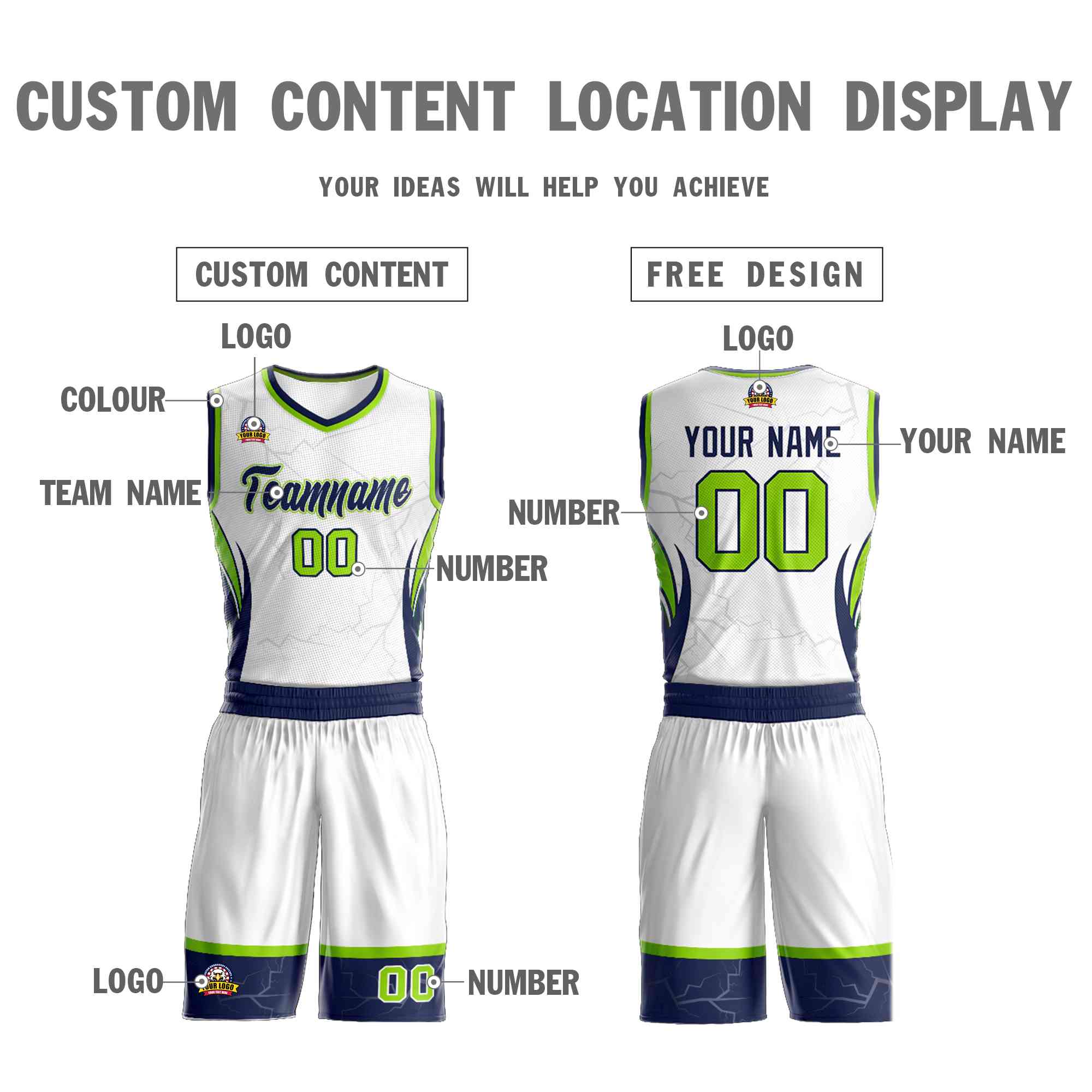 Custom White Navy-White Graffiti Pattern Kits Lightning Basketball Jersey