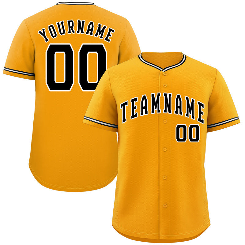 Custom Yellow Black-White Bull Classic Style Authentic Baseball Jersey