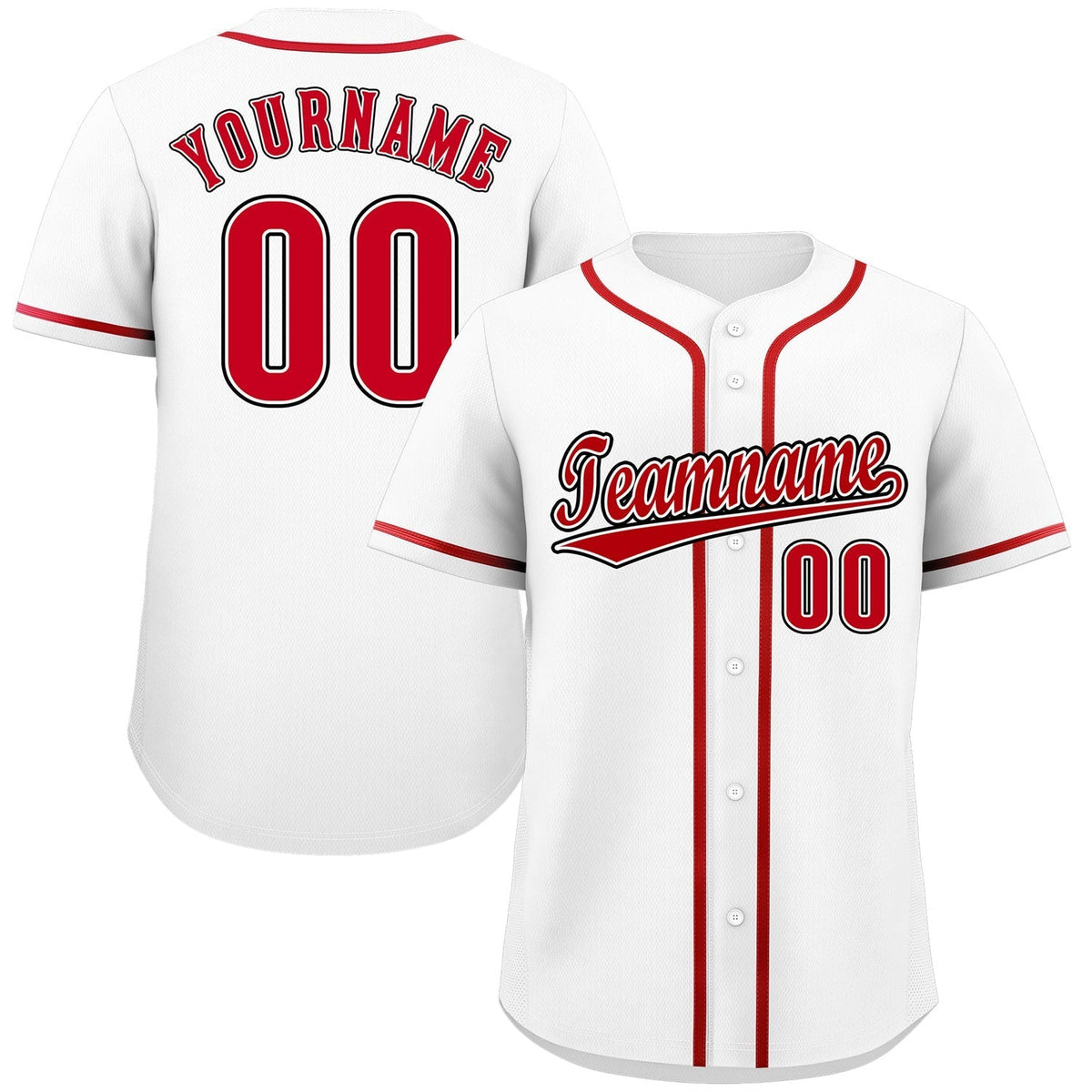 Custom White Red-Black Classic Style Authentic Baseball Jersey