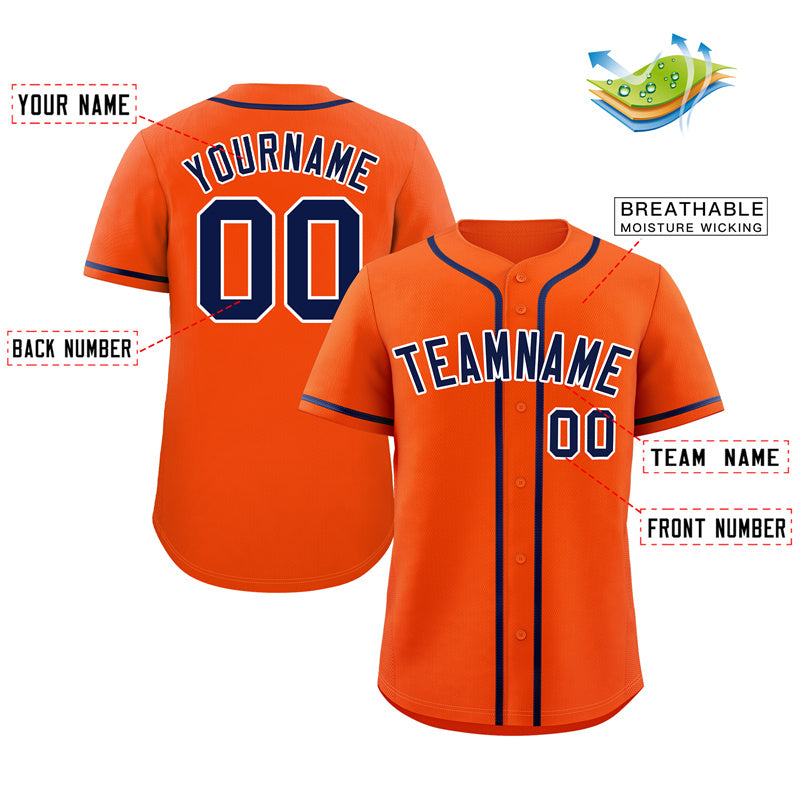 Benutzerdefiniertes orange-marineblau-weißes Bull Classic Style Authentic Baseball-Trikot