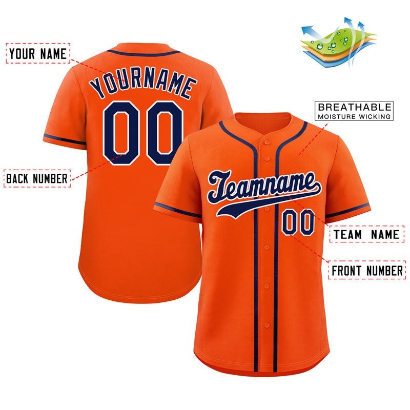 Benutzerdefiniertes orange-marineblau-weißes Bull Classic Style Authentic Baseball-Trikot