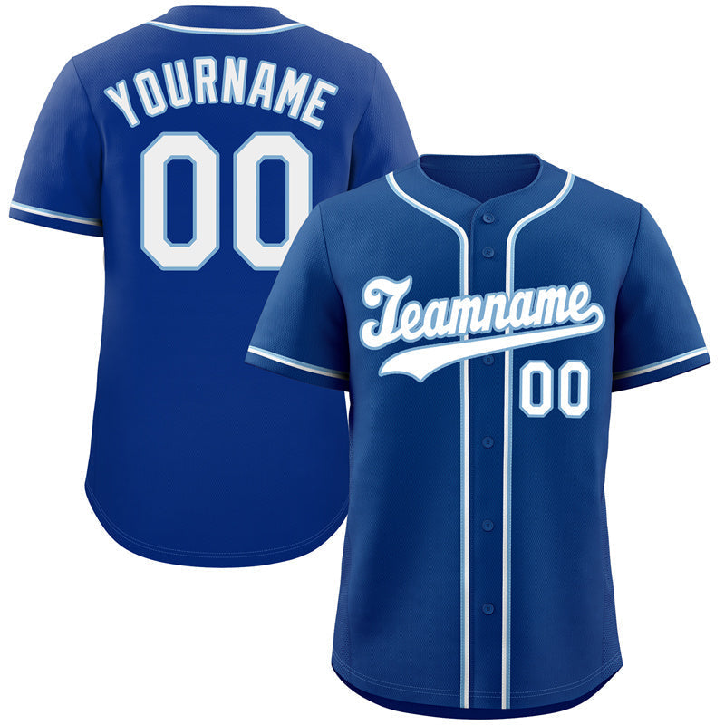 Benutzerdefiniertes authentisches Baseball-Trikot im klassischen Stil in Königsblau-Hellblau