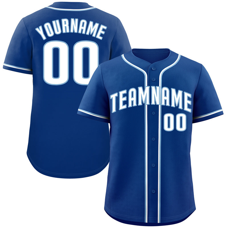 Benutzerdefiniertes authentisches Baseball-Trikot im klassischen Stil in Königsblau-Hellblau