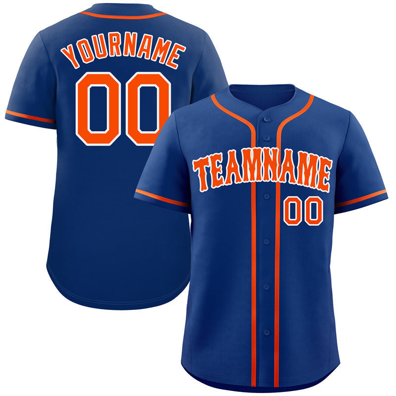 Custom Royal Orange-White Hook Classic Style Authentic Baseball Jersey