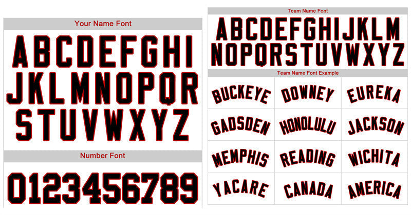 Maillot de baseball authentique à rayures blanches, noires et rouges personnalisées