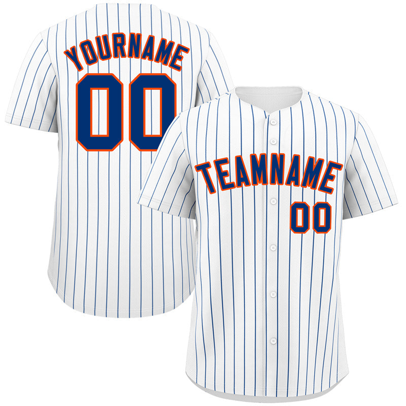 Benutzerdefinierte weiß royal-orange Bull Streifen Mode authentische Baseball Jersey