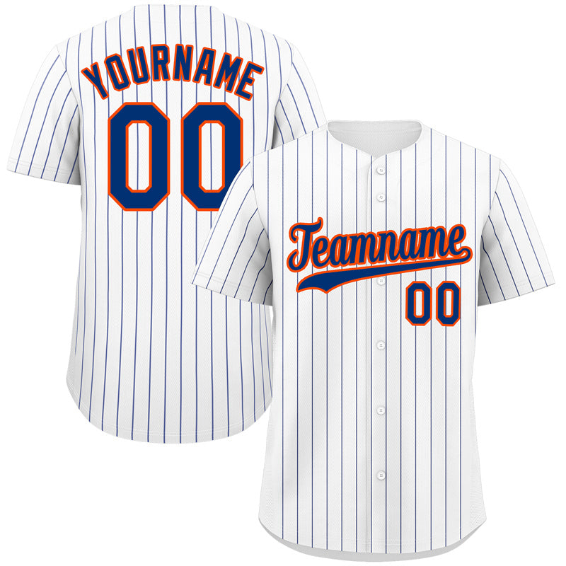 Benutzerdefinierte weiß royal-orange Bull Streifen Mode authentische Baseball Jersey