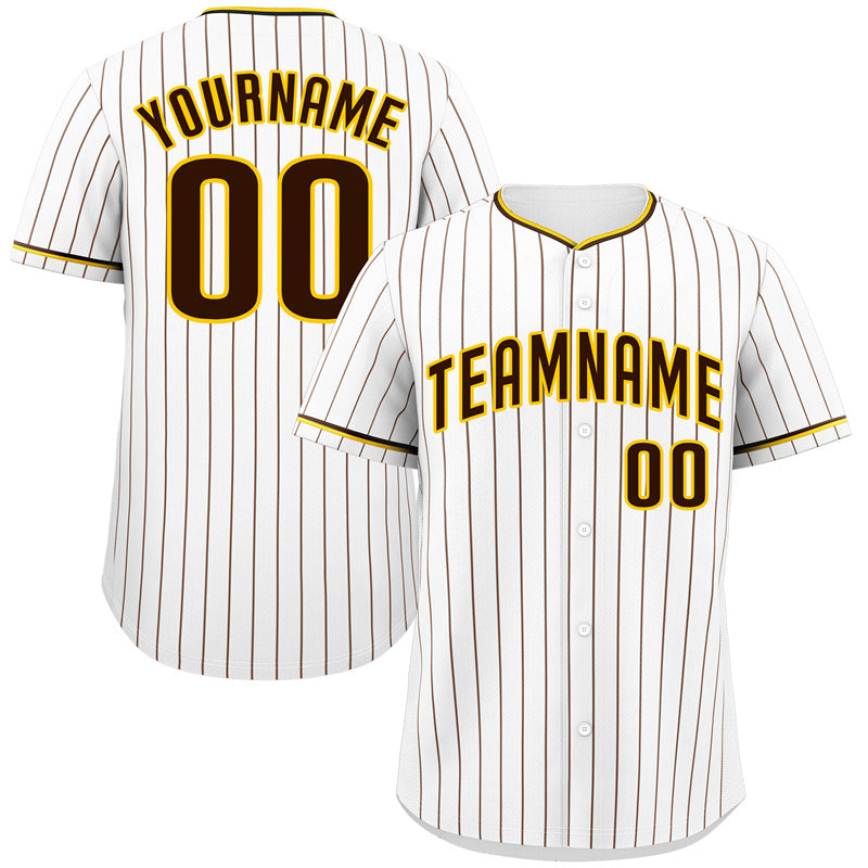 Custom White Black-Gold Hook Stripe Fashion Authentic Baseball Jersey