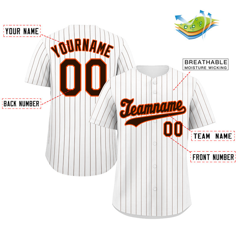 Maillot de baseball authentique à rayures blanches, marron et orange