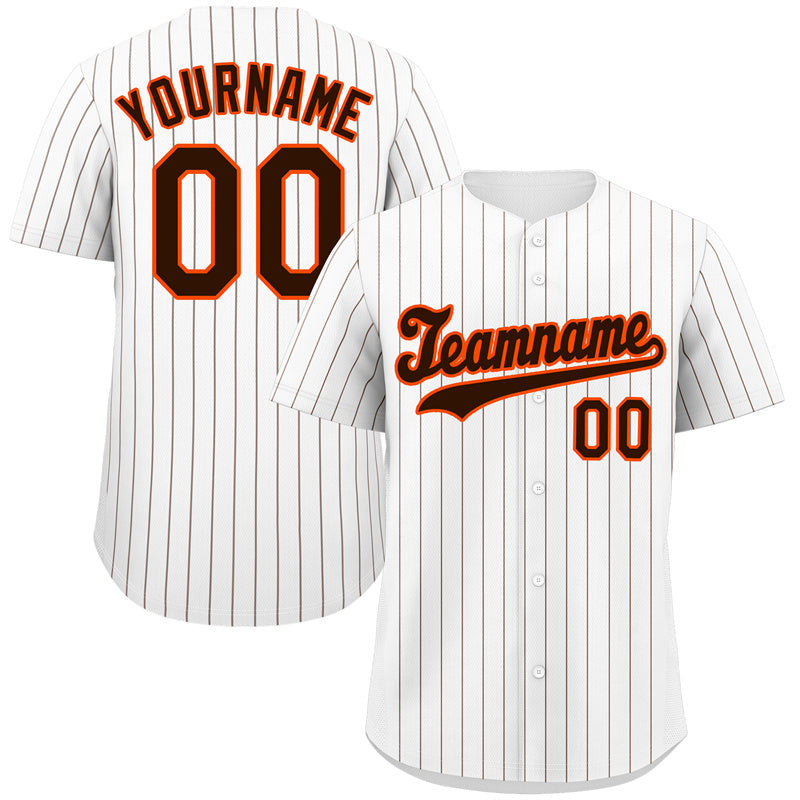 Maillot de baseball authentique à rayures blanches, marron et orange