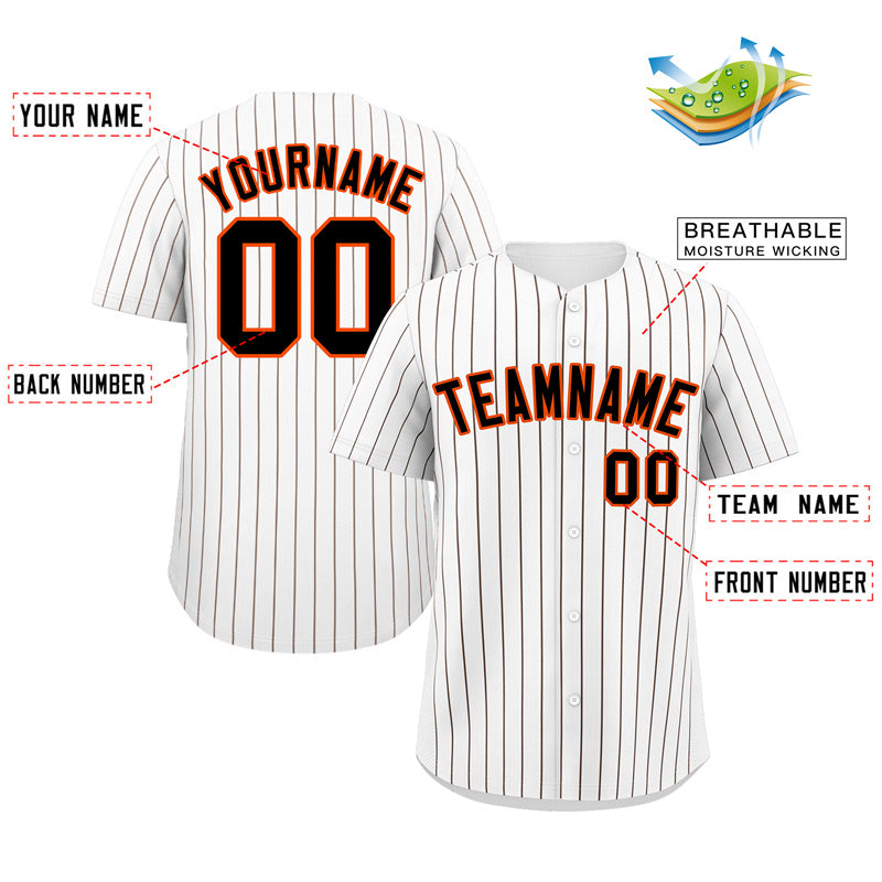 Maillot de baseball authentique à rayures blanches, marron et orange