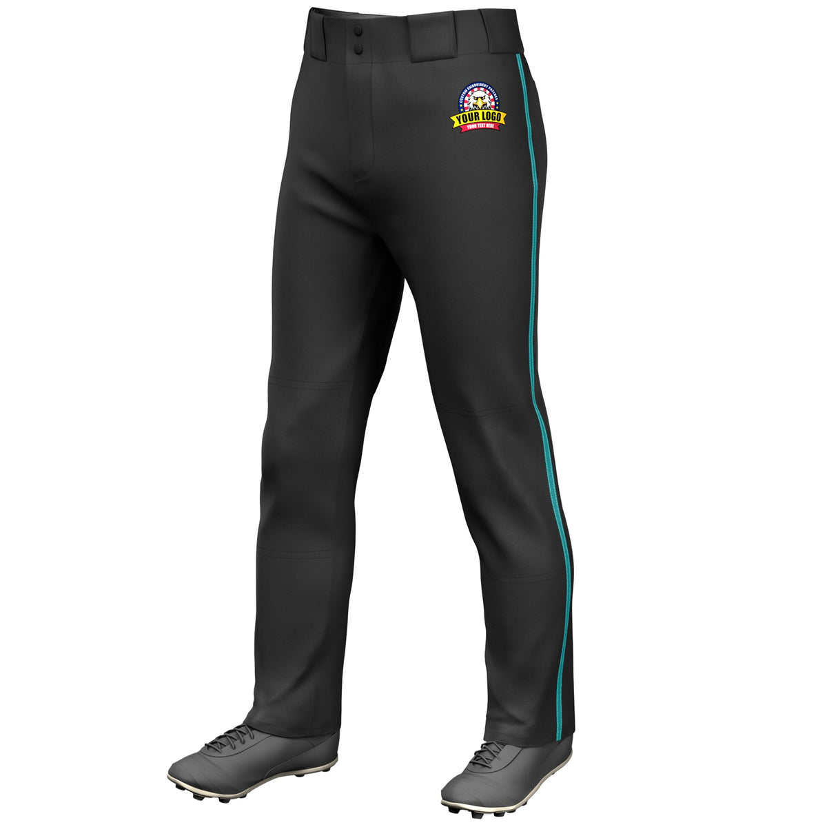 Custom Black Aqua Classic Fit Stretch Practice Loose-fit Baseball Pants