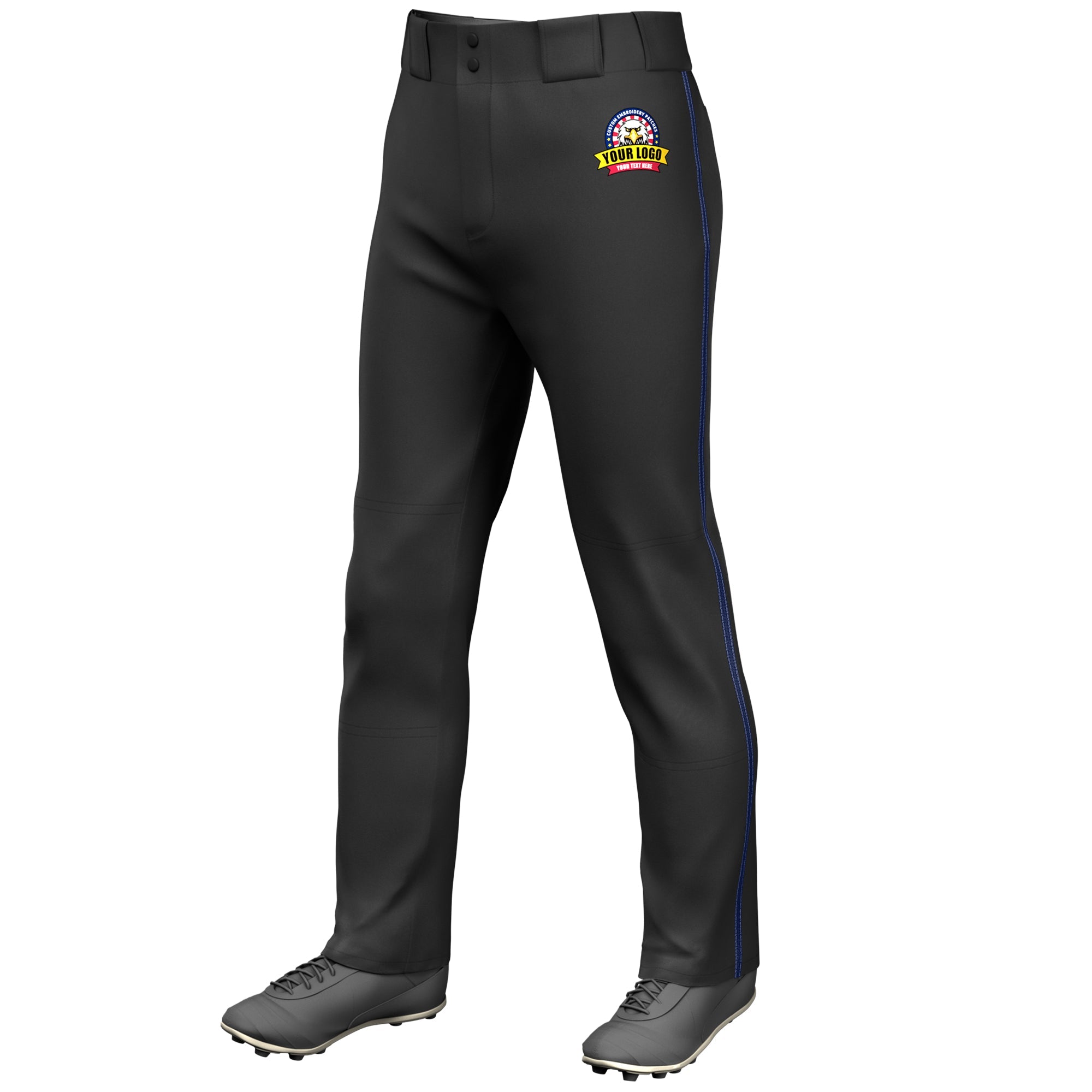 Custom Black Navy Classic Fit Stretch Practice Loose-fit Baseball Pants