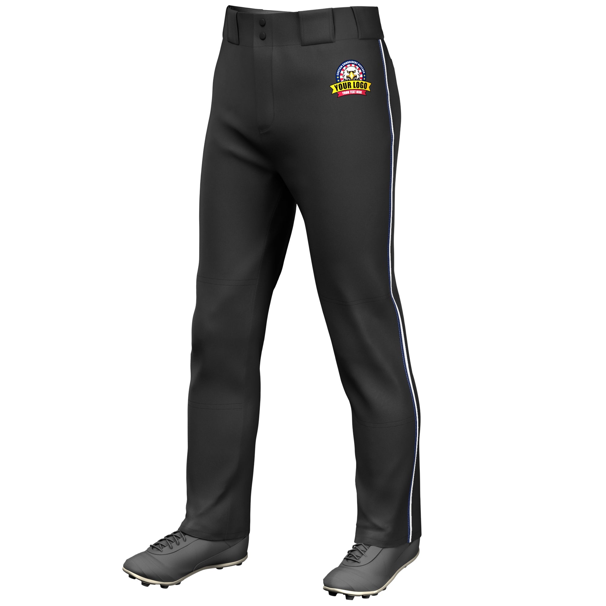 Custom Black Navy-White Classic Fit Stretch Practice Loose-fit Baseball Pants