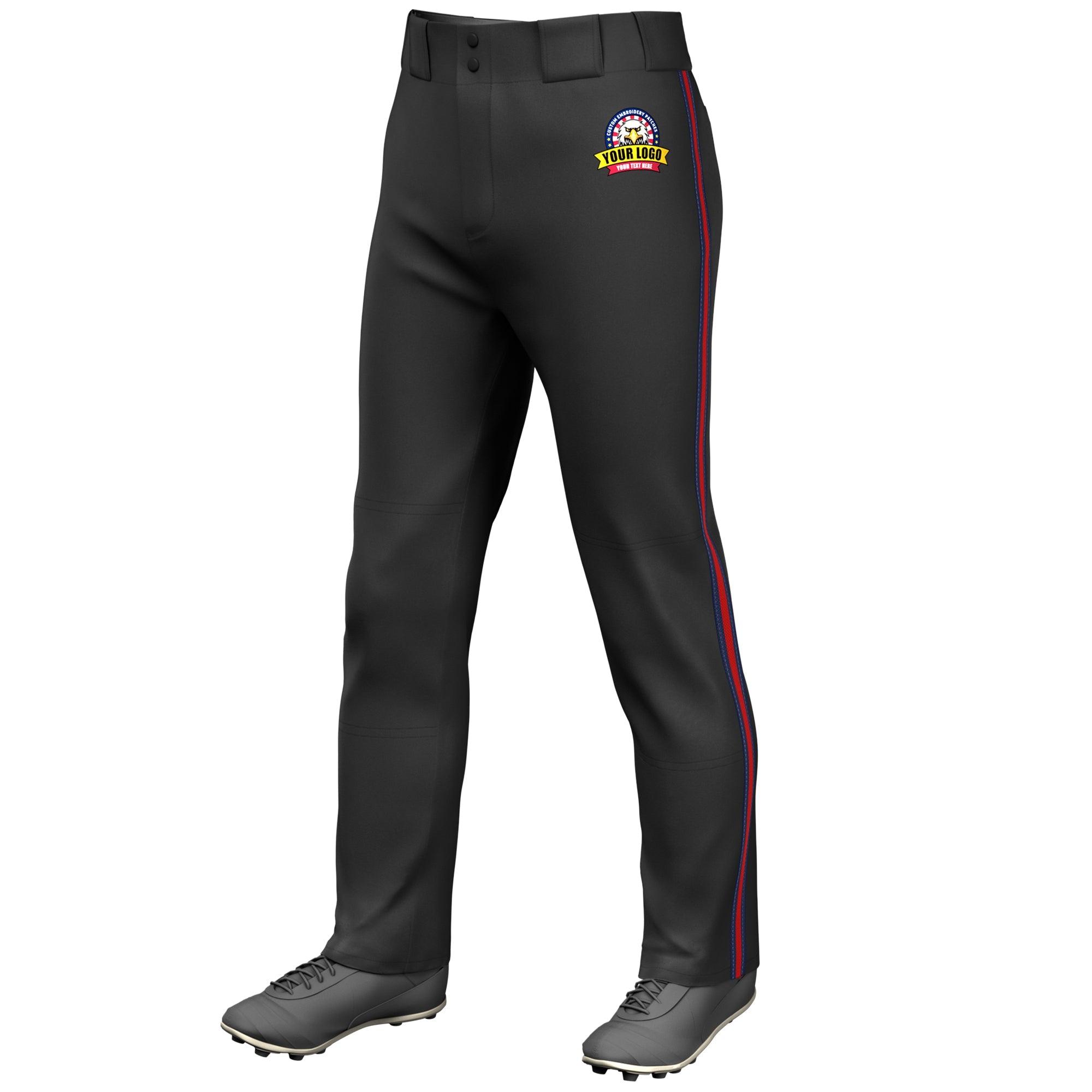 Custom Black Navy Red-Navy Classic Fit Stretch Practice Loose-fit Baseball Pants