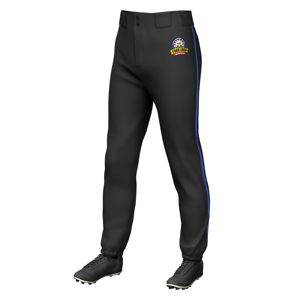 Custom Black Royal Classic Fit Stretch Practice Pull-up Baseball Pants