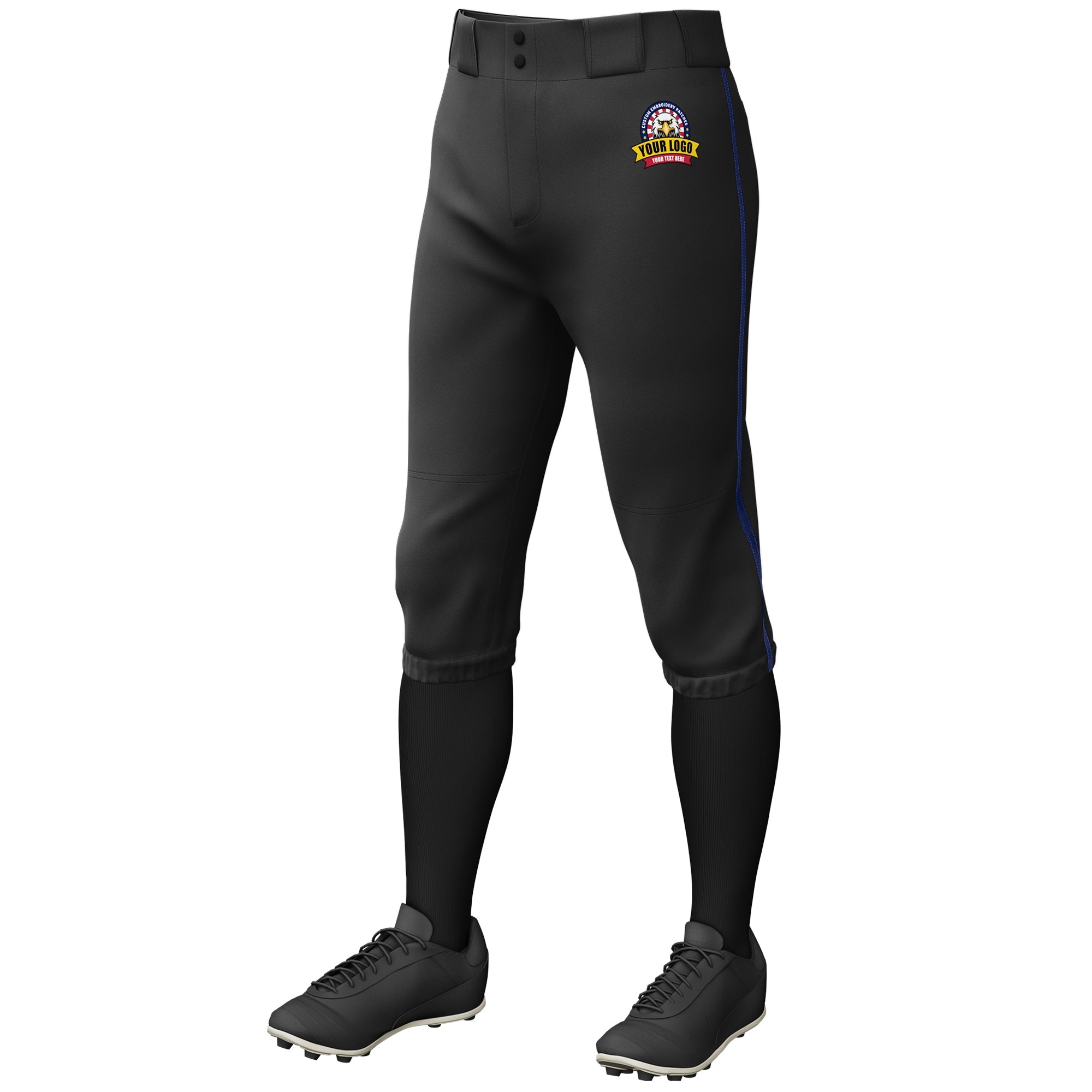 Custom Black Navy Classic Fit Stretch Practice Knickers Baseball Pants