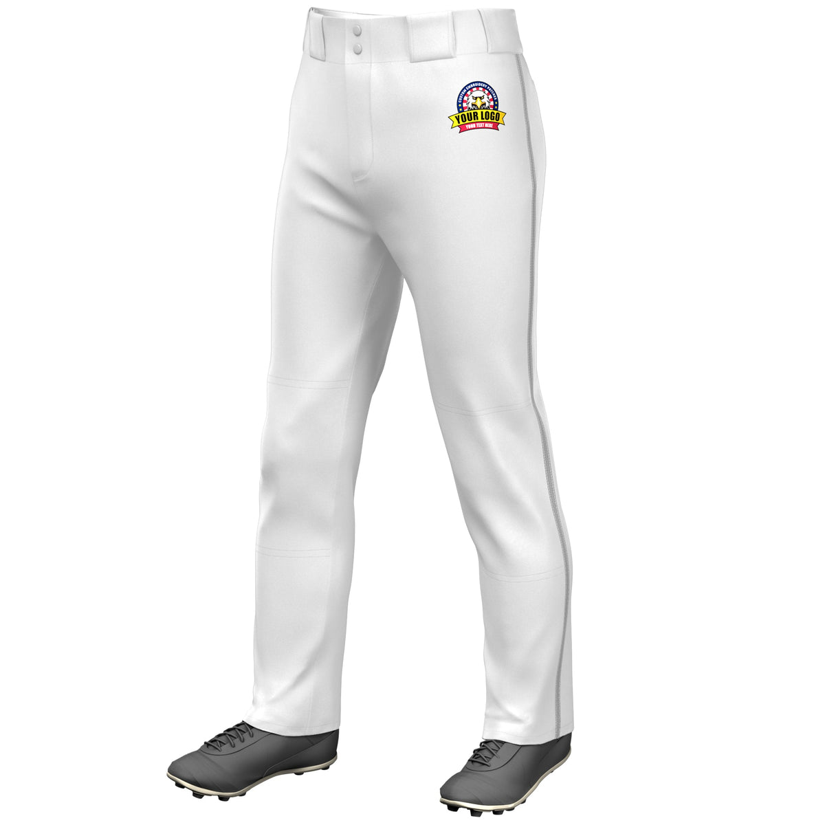 Custom White Gray Classic Fit Stretch Practice Loose-fit Baseball Pants