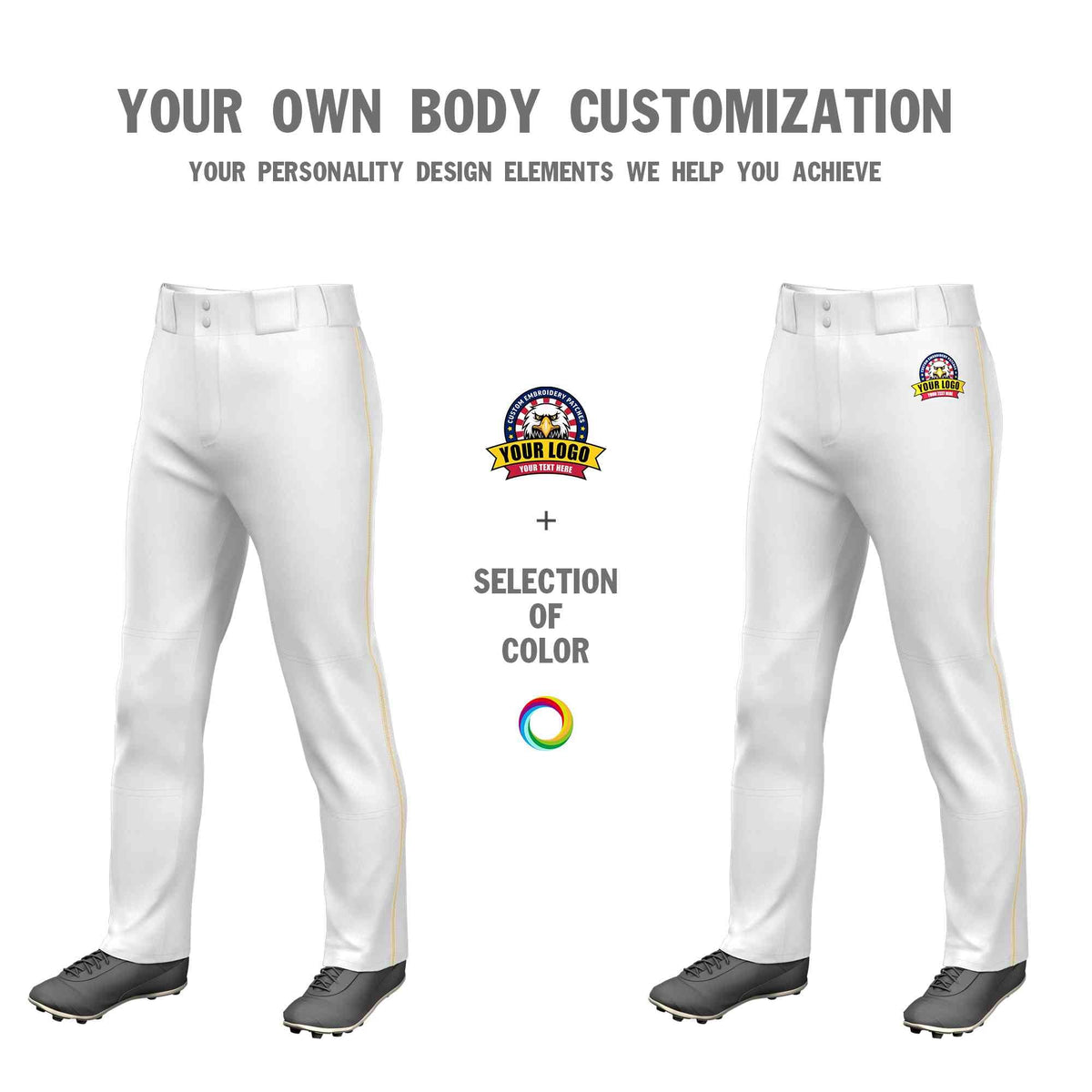Custom White Khaki Classic Fit Stretch Practice Loose-fit Baseball Pants