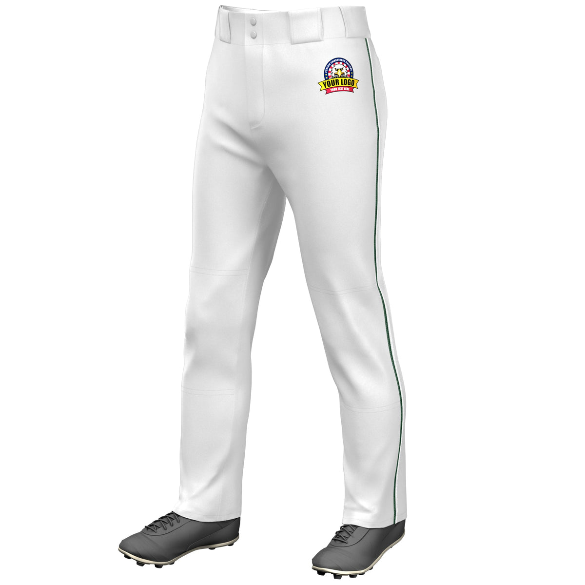 Custom White Black-White Classic Fit Stretch Practice Loose-fit Baseball Pants