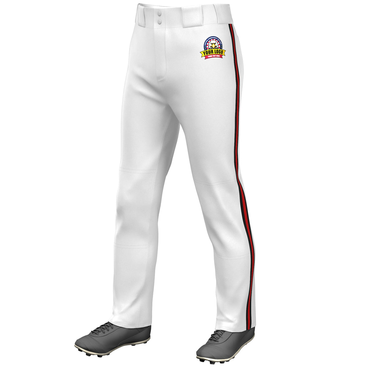Custom White Black Red-Black Classic Fit Stretch Practice Loose-fit Baseball Pants