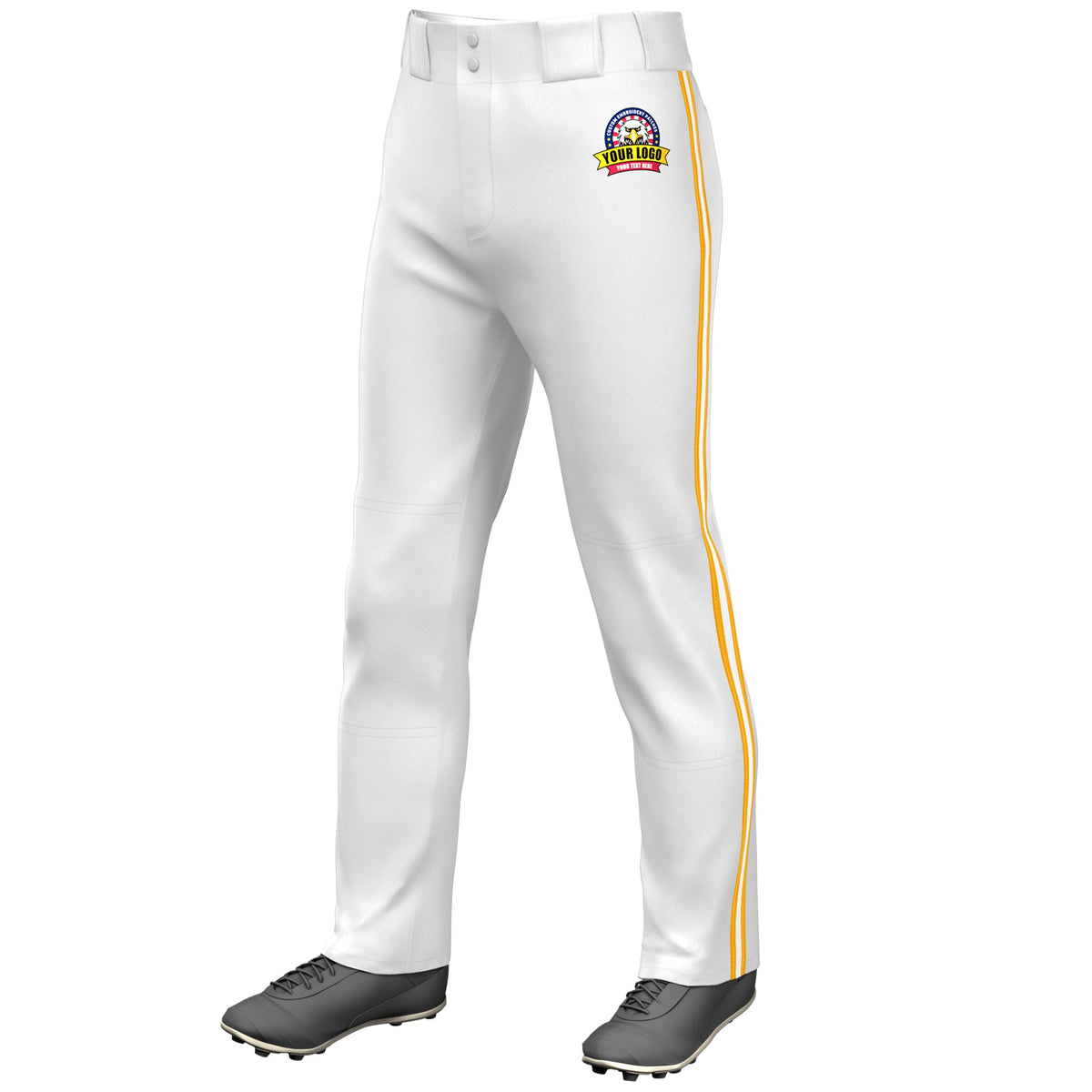 Custom White Yellow White-Yellow Classic Fit Stretch Practice Loose-fit Baseball Pants