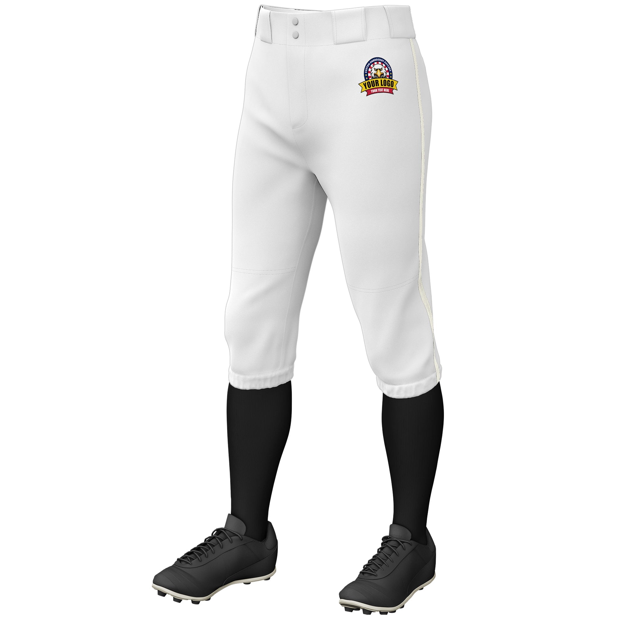 Custom White Cream Classic Fit Stretch Practice Knickers Baseball Pants