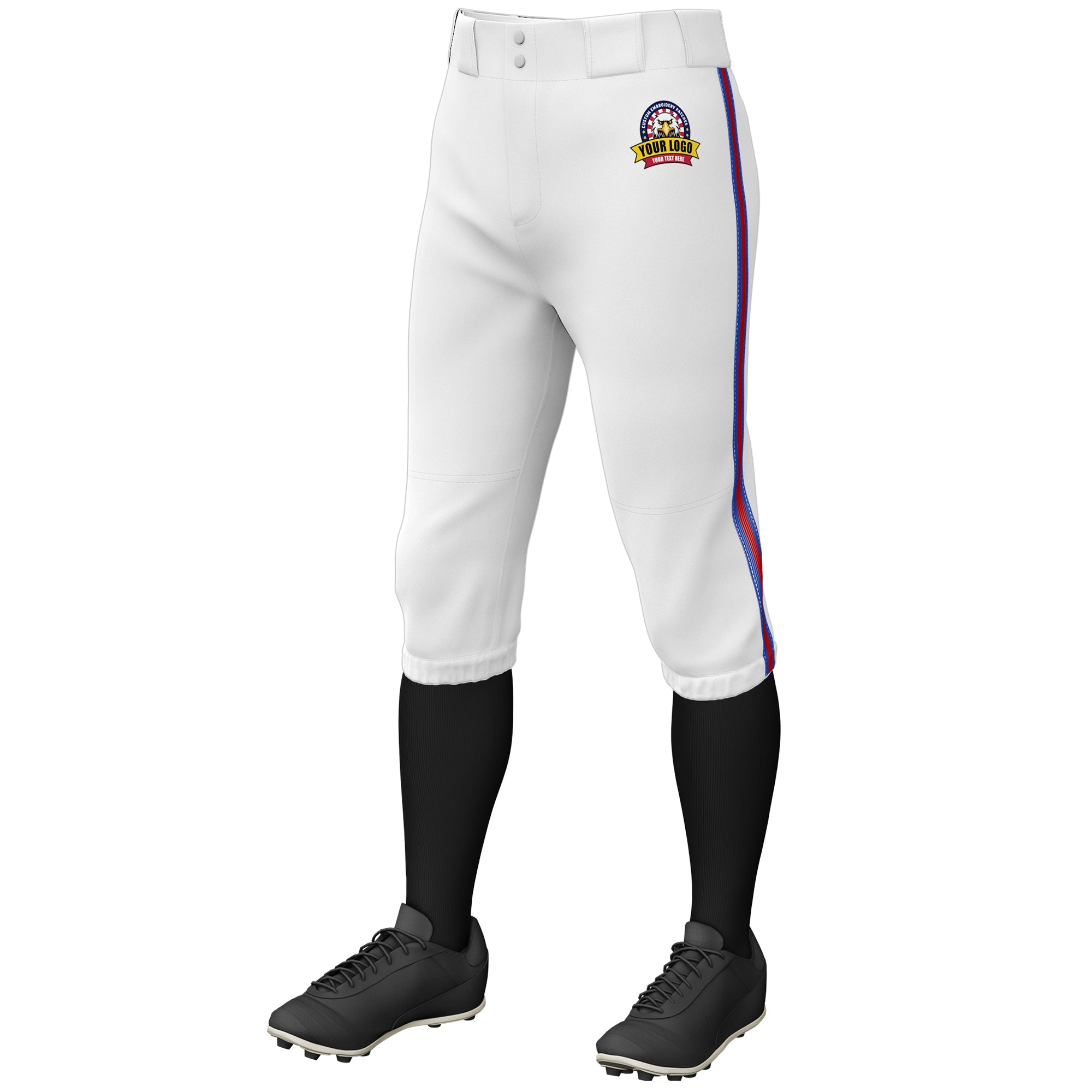 Custom White Royal Red-Royal Classic Fit Stretch Practice Knickers Baseball Pants
