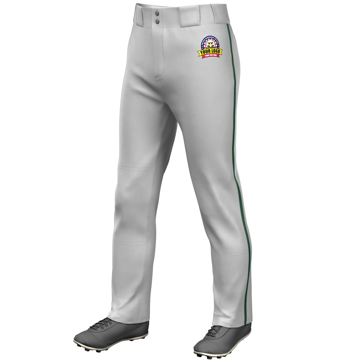 Custom Gray Green Classic Fit Stretch Practice Loose-fit Baseball Pants