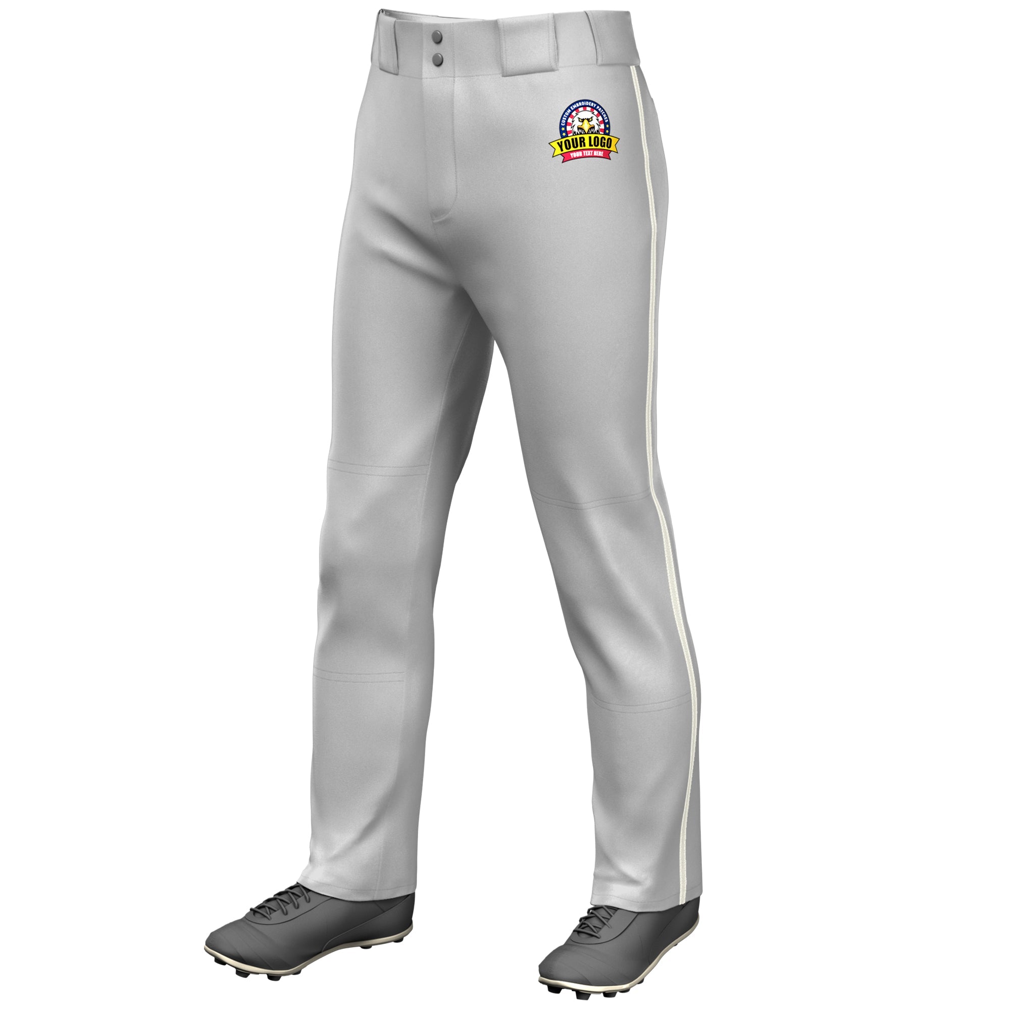 Custom Gray Cream Classic Fit Stretch Practice Loose-fit Baseball Pants