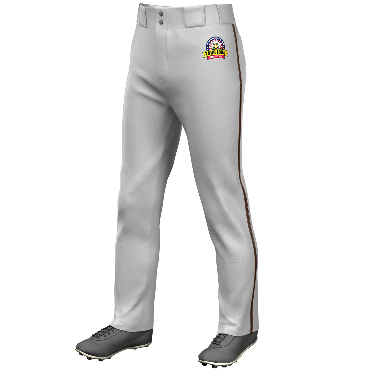 Custom Gray Brown Classic Fit Stretch Practice Loose-fit Baseball Pants