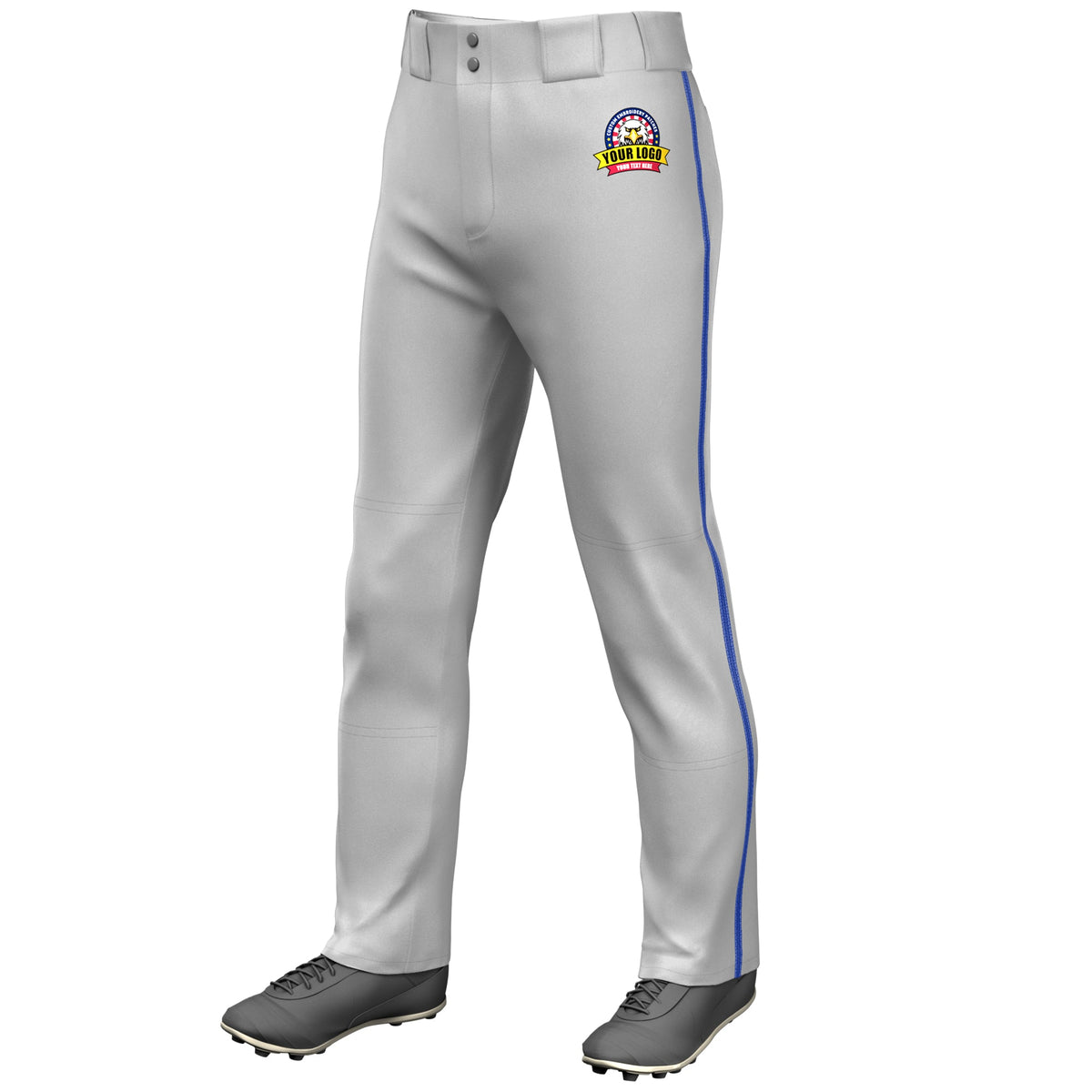 Custom Gray Royal Classic Fit Stretch Practice Loose-fit Baseball Pants