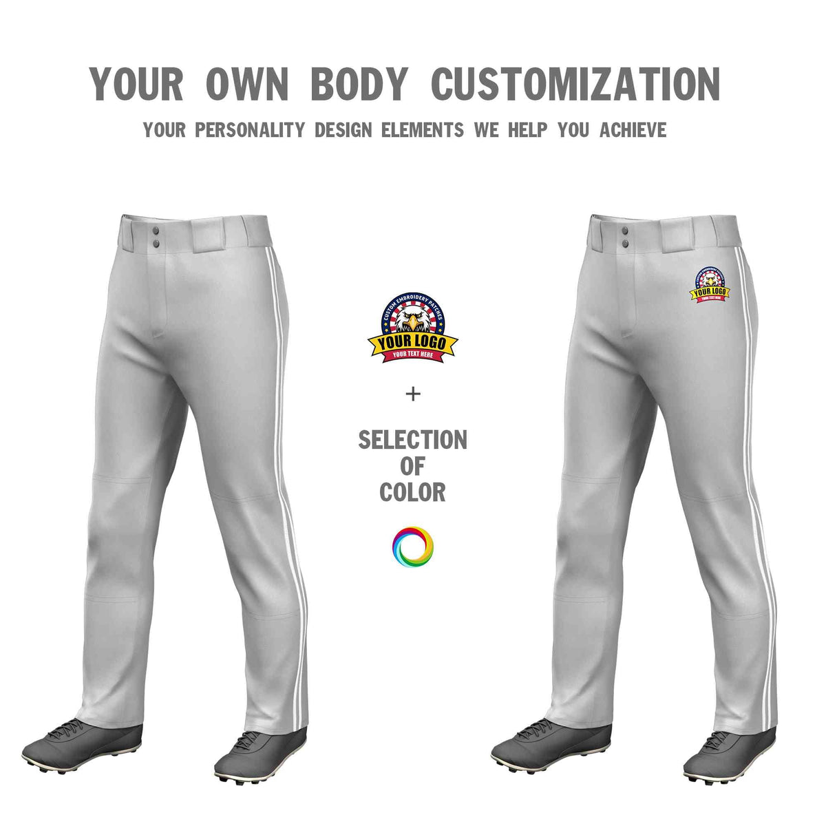 Custom Gray White Gray-White Classic Fit Stretch Practice Loose-fit Baseball Pants