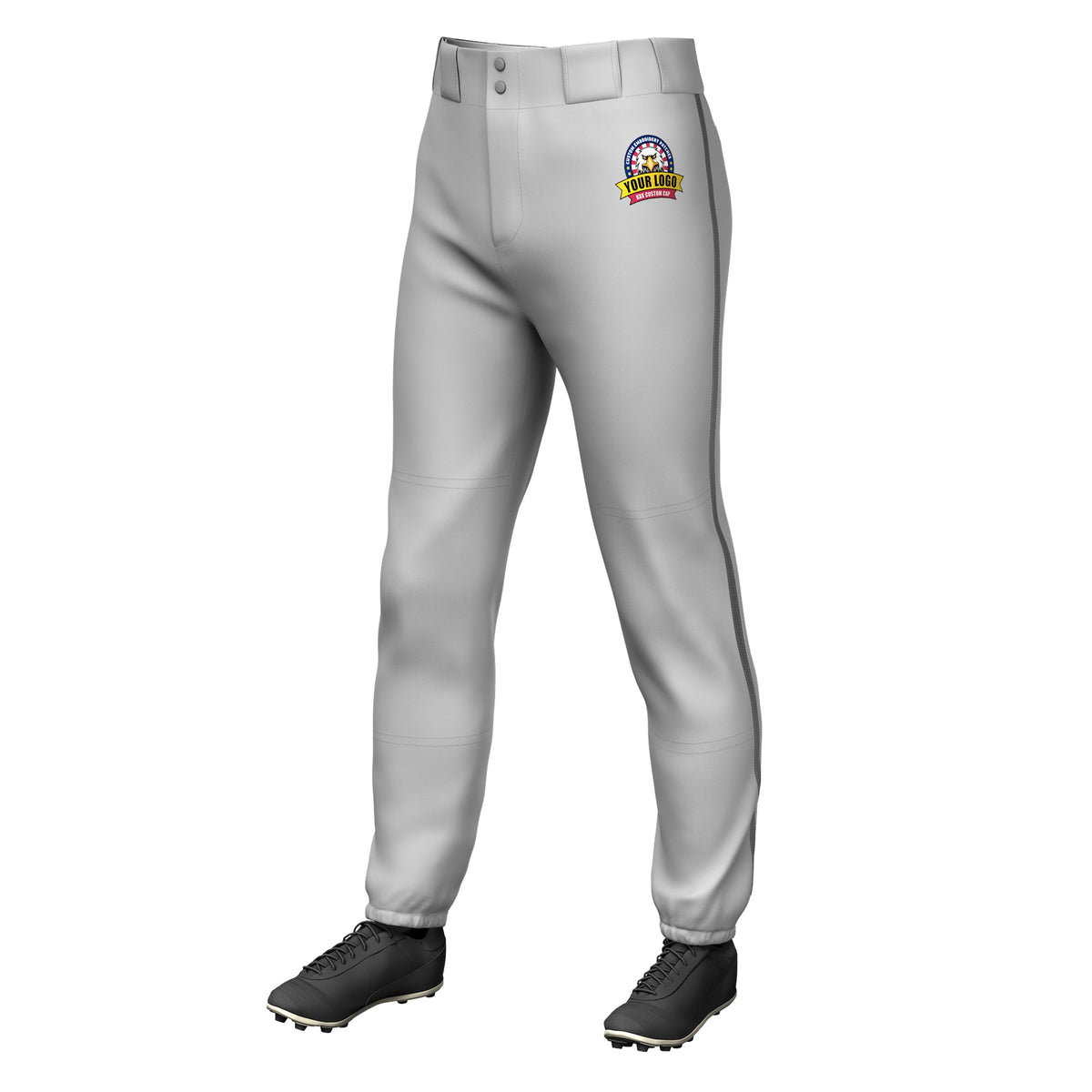 Custom Gray Dark Gray Classic Fit Stretch Practice Pull-up Baseball Pants