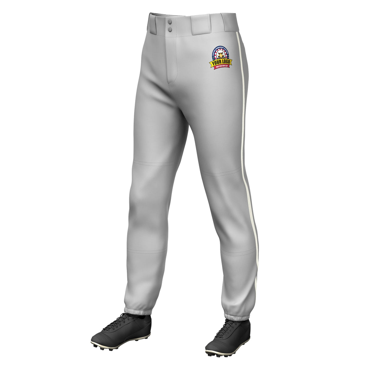 Custom Gray Cream Classic Fit Stretch Practice Pull-up Baseball Pants