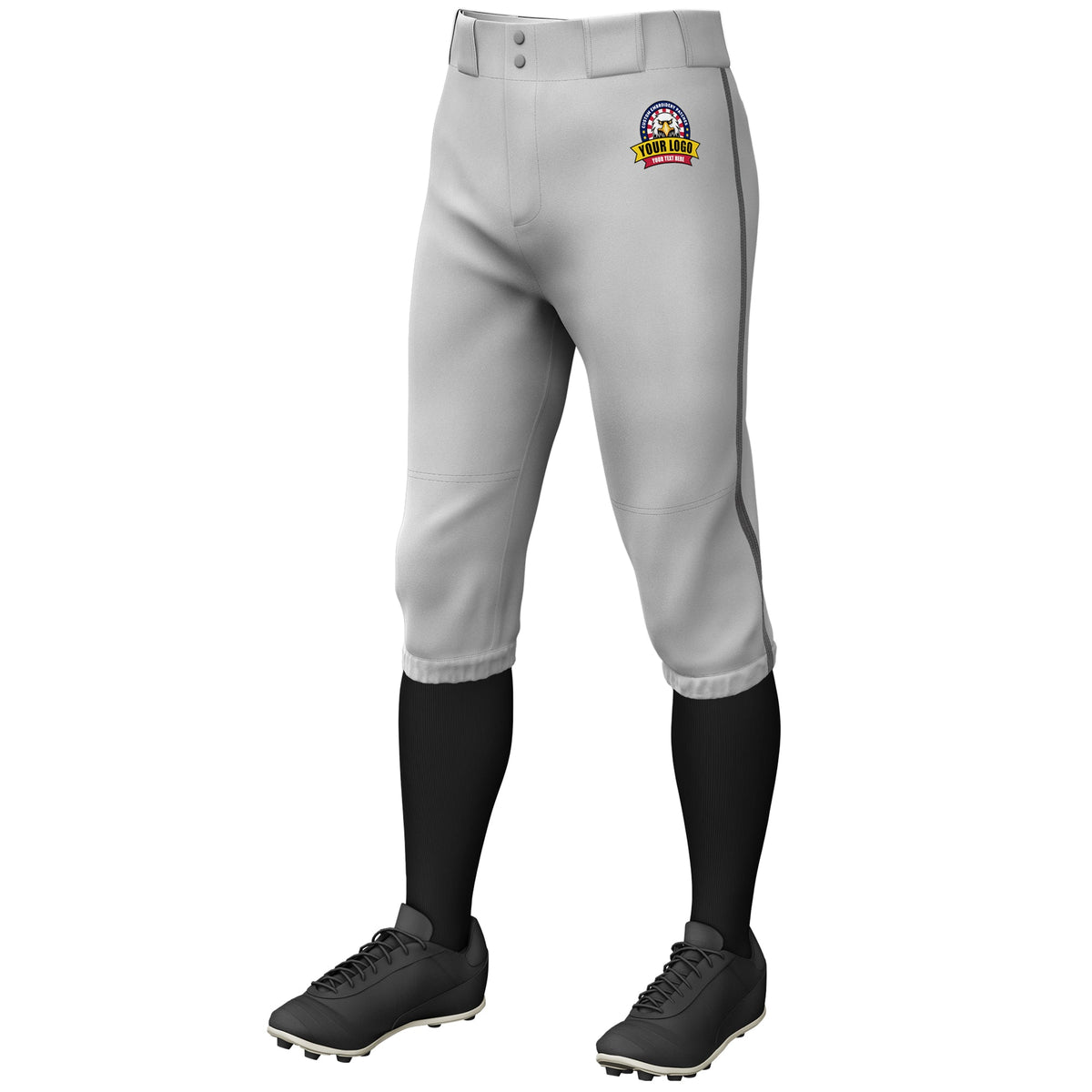 Custom Gray Dark Gray Classic Fit Stretch Practice Knickers Baseball Pants