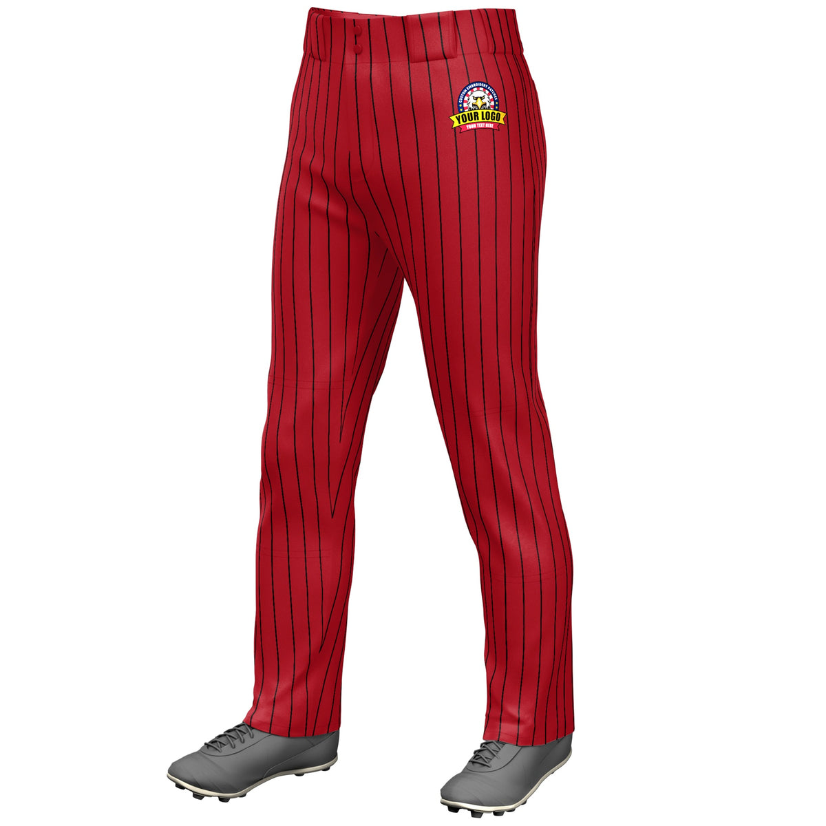 Custom Red Black Pinstripe Fit Stretch Practice Loose-fit Baseball Pants