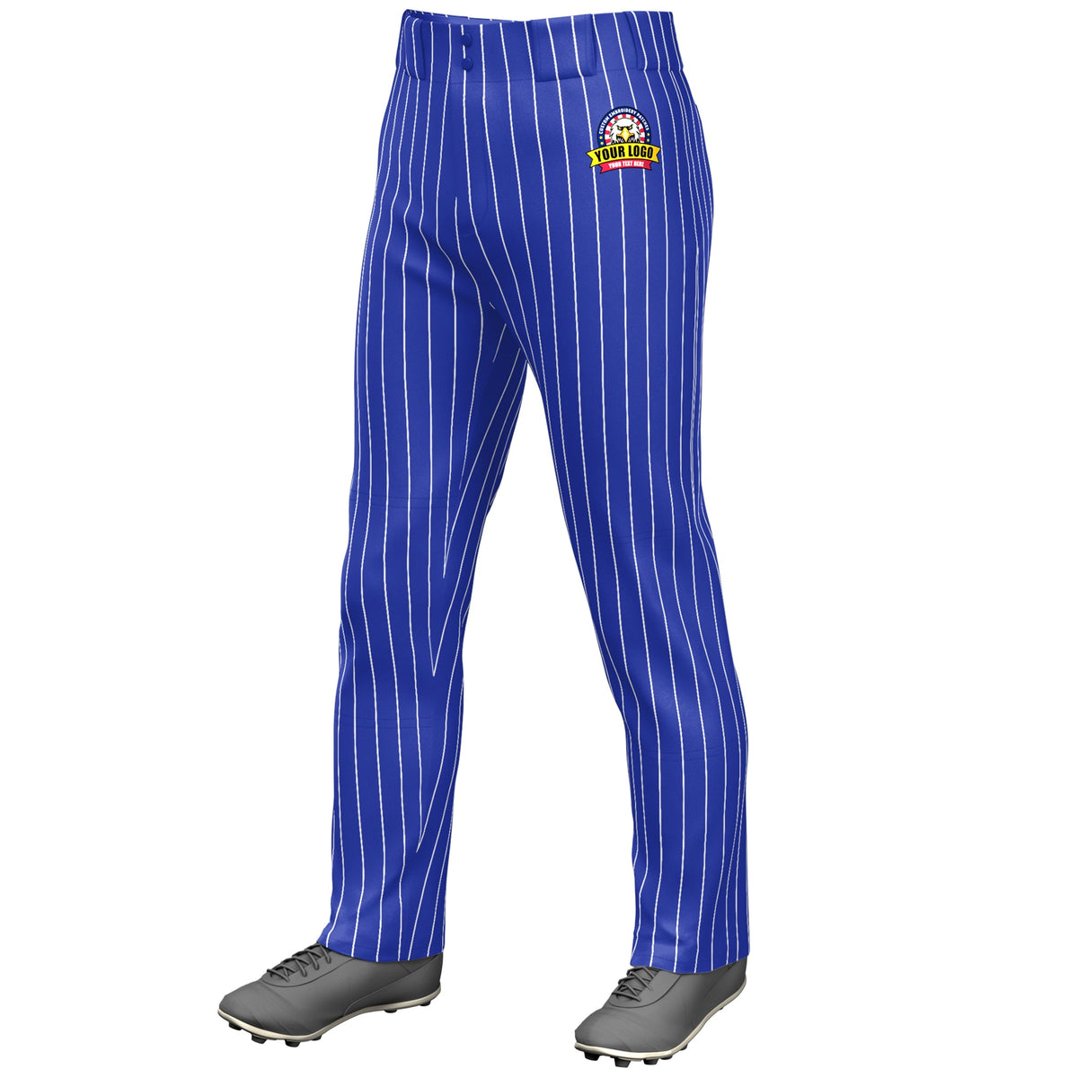 Custom Royal White Pinstripe Fit Stretch Practice Loose-fit Baseball Pants