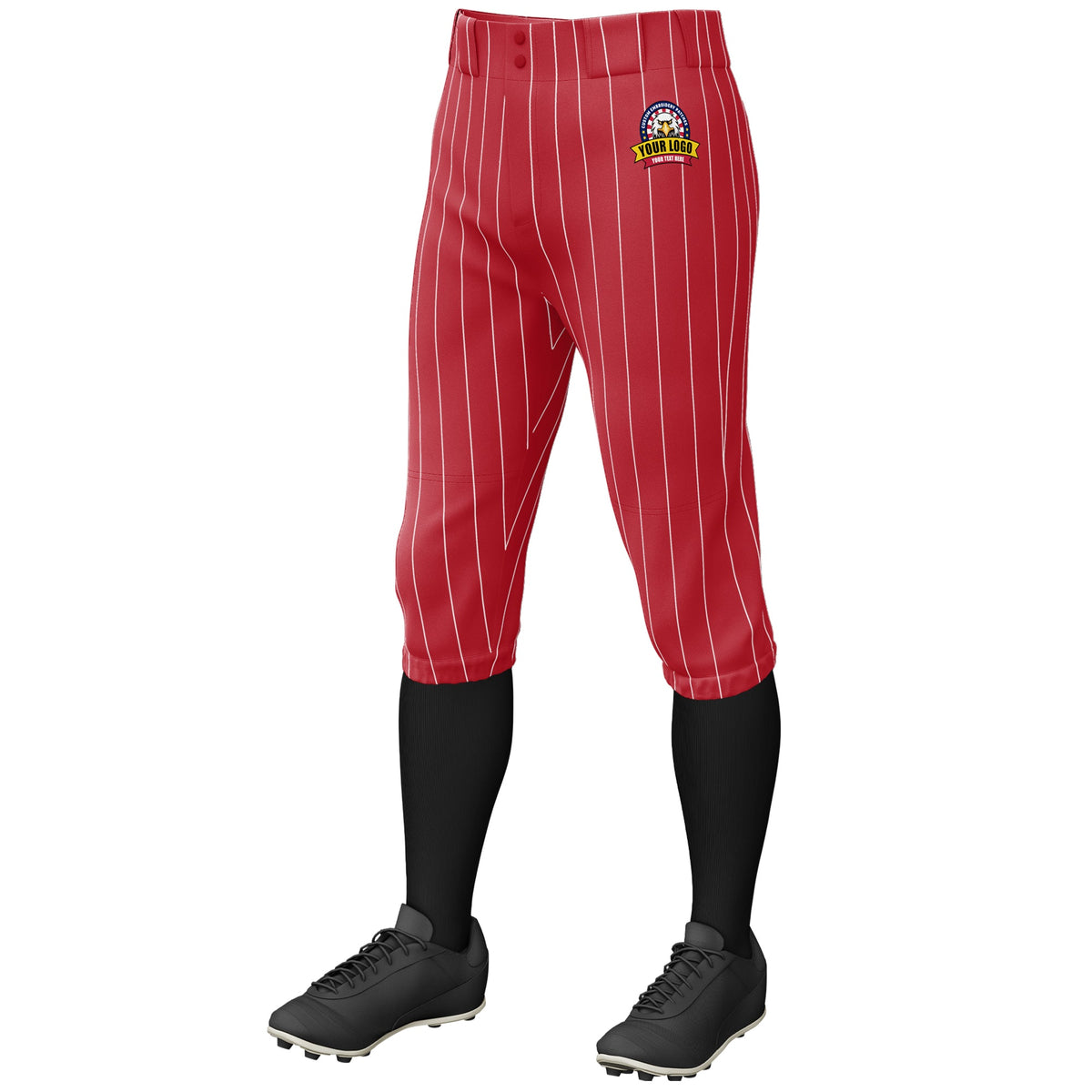 Custom Red White Pinstripe Fit Stretch Practice Knickers Baseball Pants